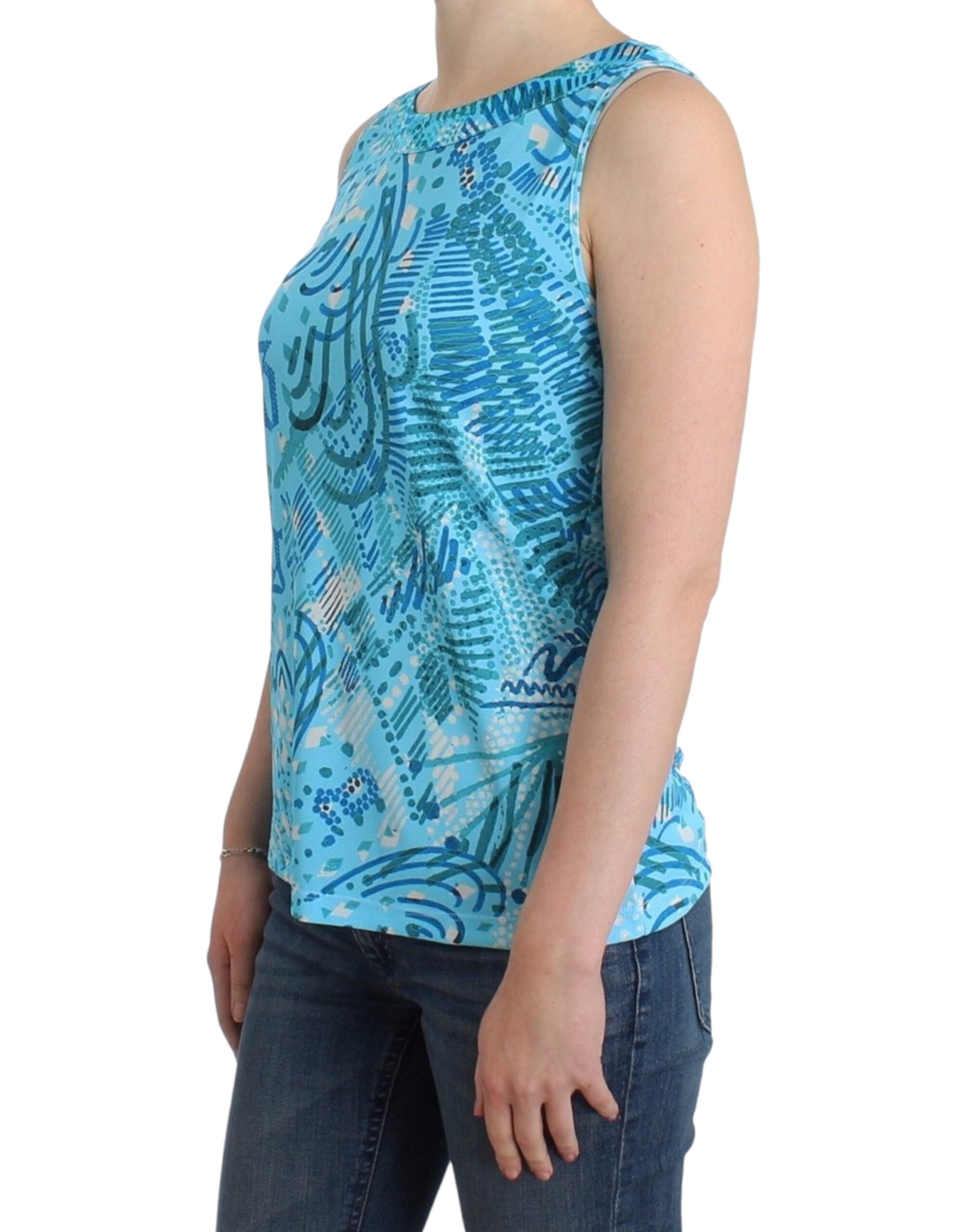 Blauw bedrukt tanktopje