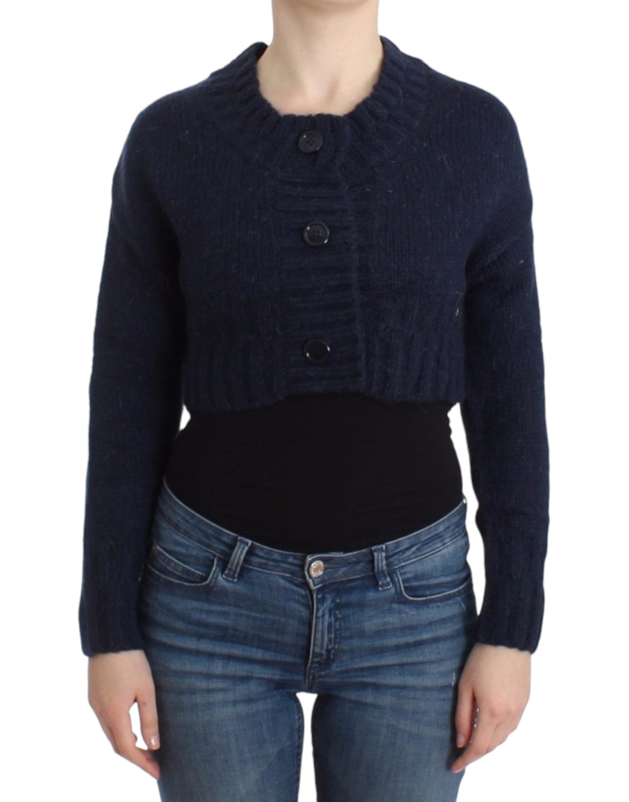 Blauwe cropped cardigan