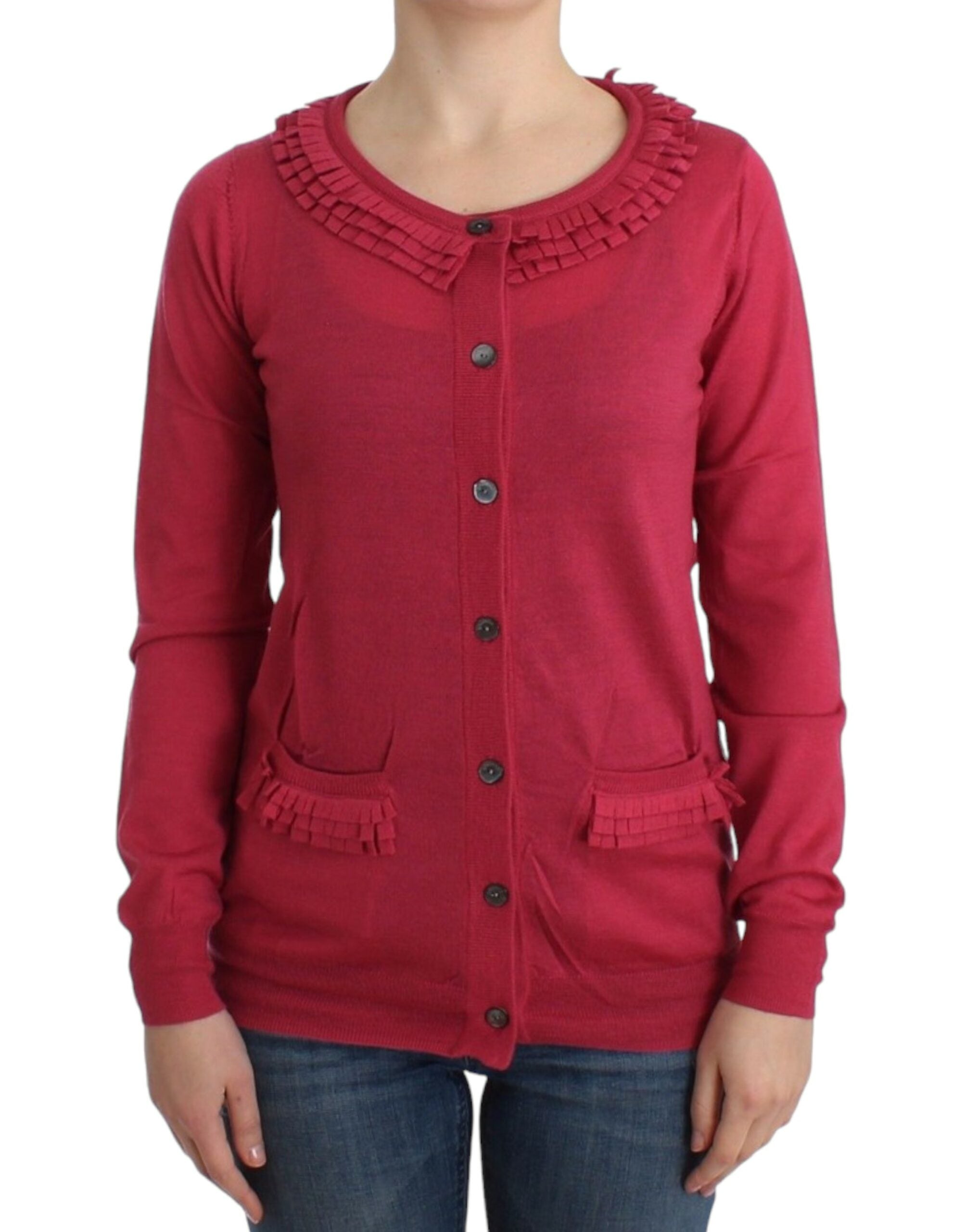 Roze wollen vest
