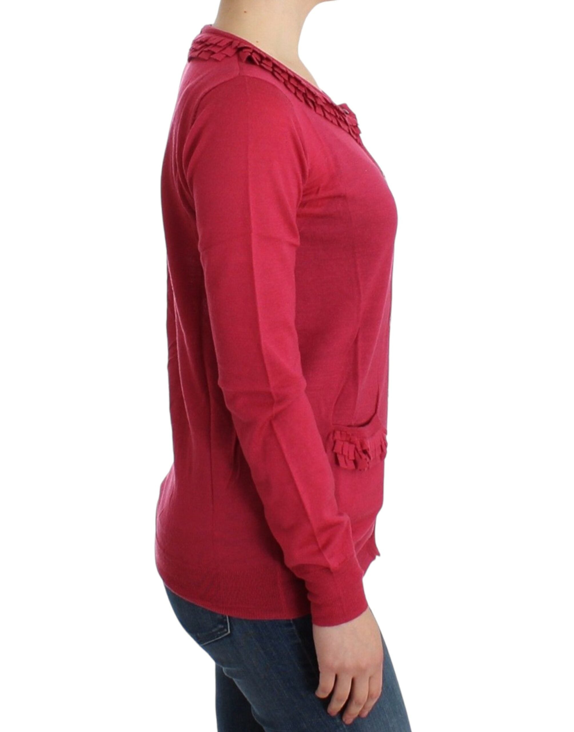 Roze wollen vest