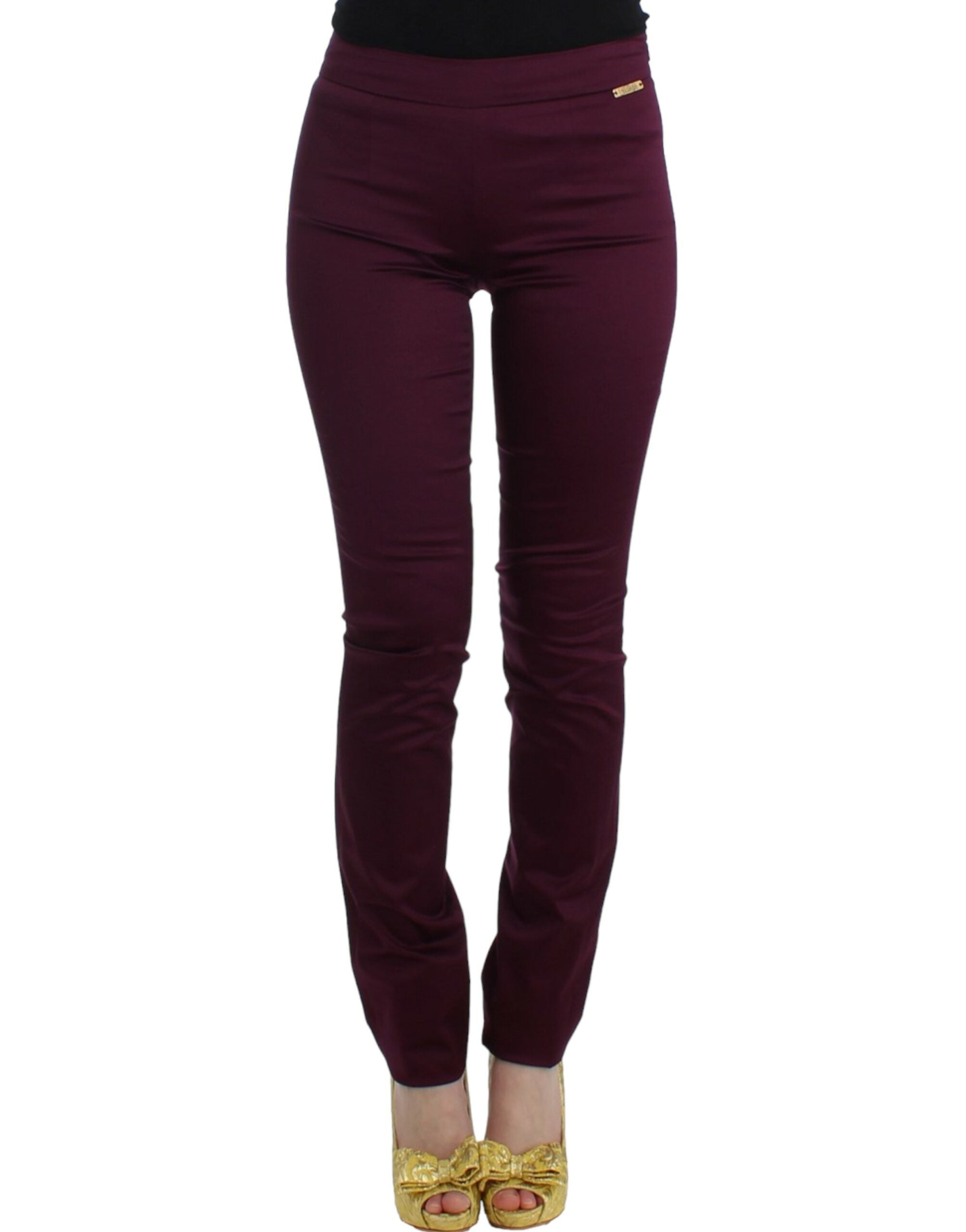 Paarse slim fit broek