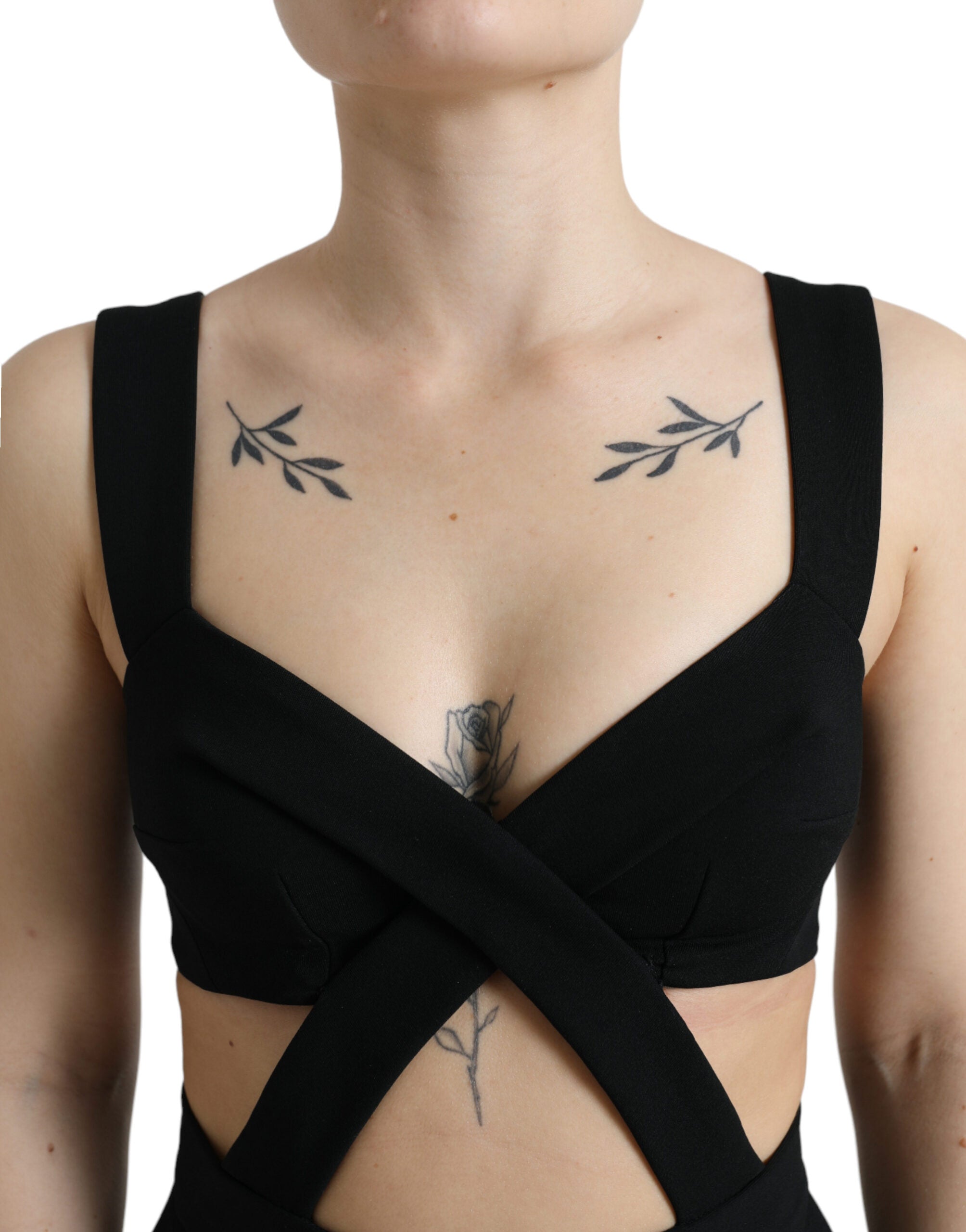 Zwarte mouwloze bodycon midi-jurk met uitgesneden mouwen