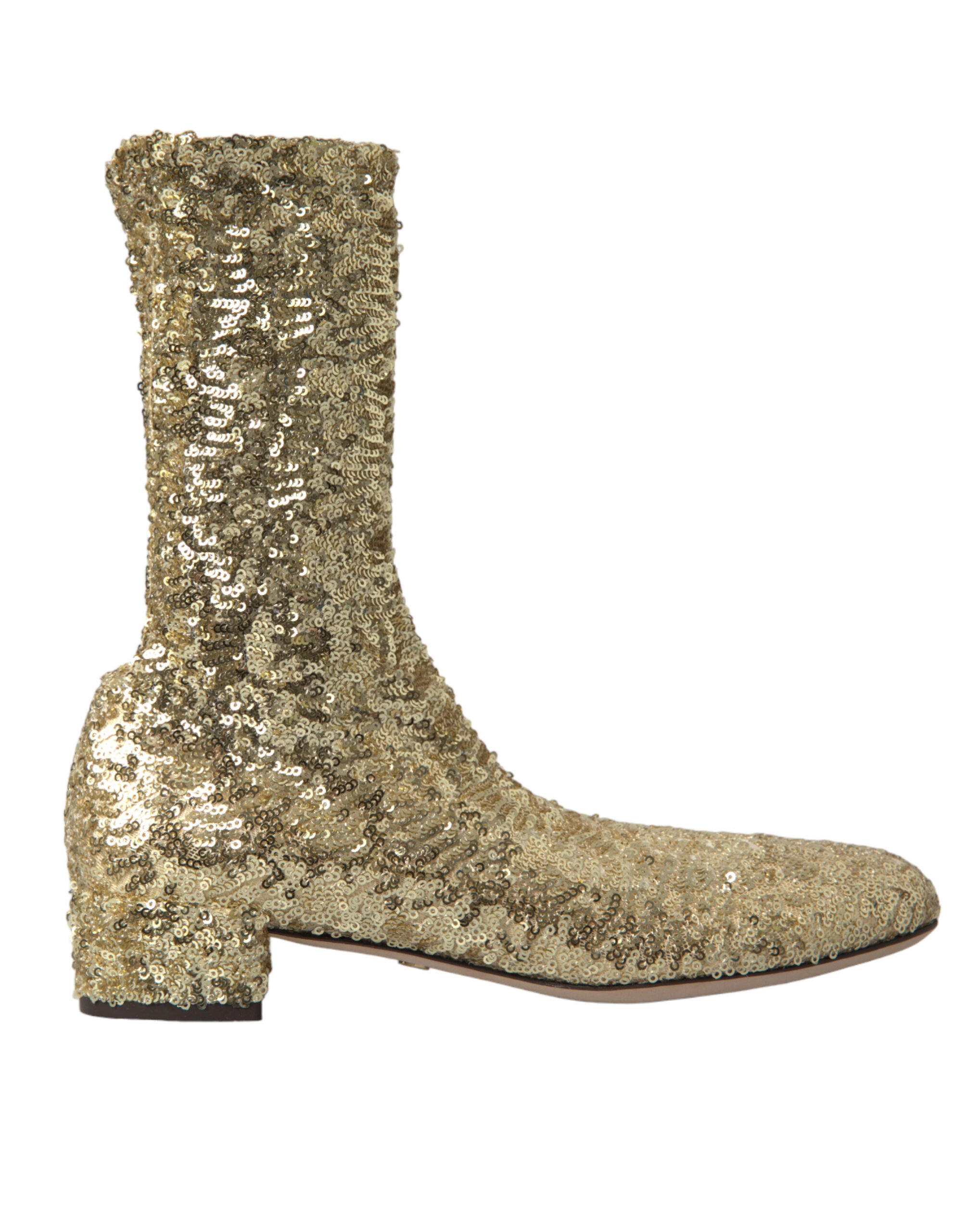 Gouden pailletten korte laarzen stretch schoenen