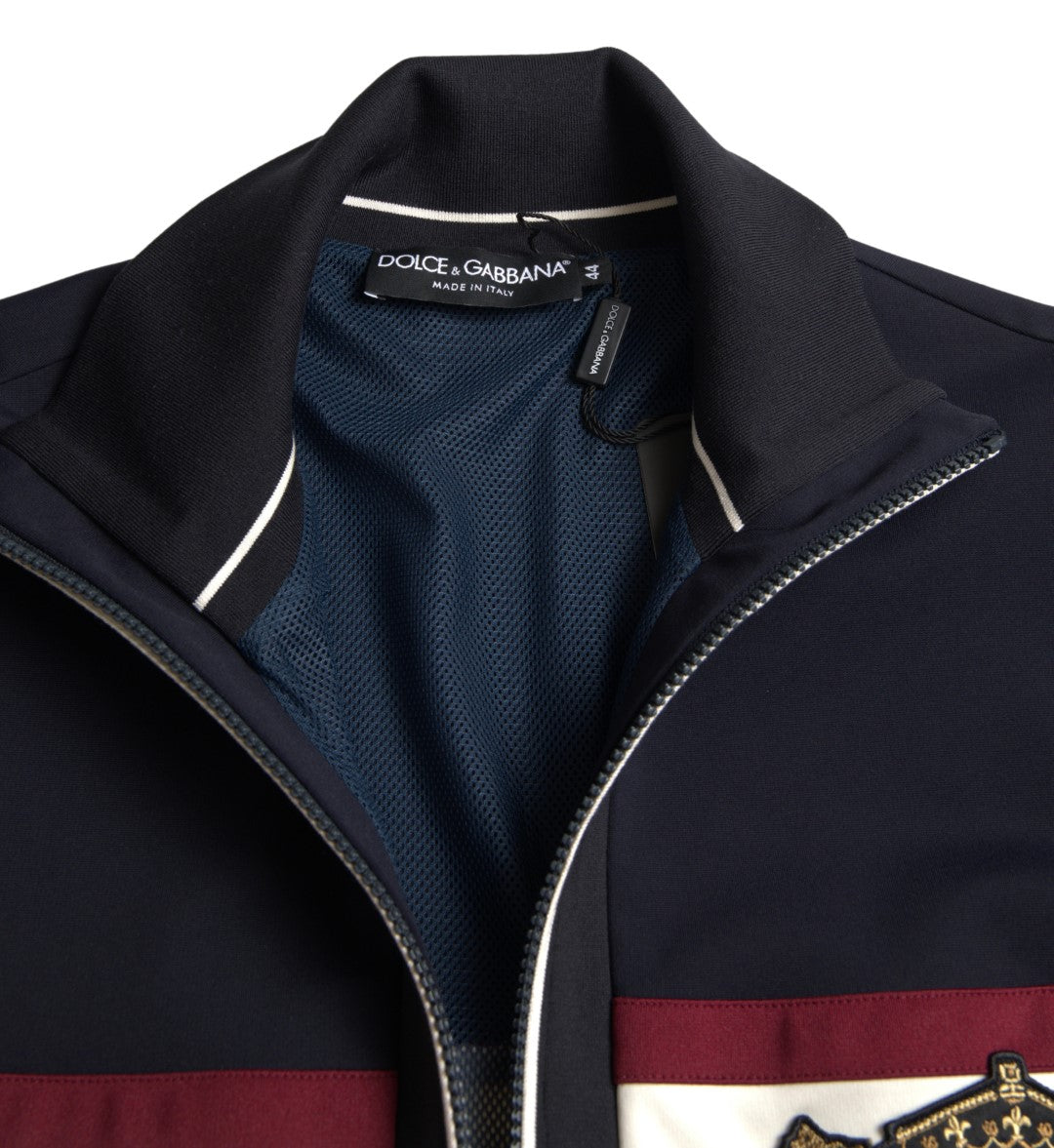 Blauwe Cardigan Heraldische Trui met Volledige Ritssluiting