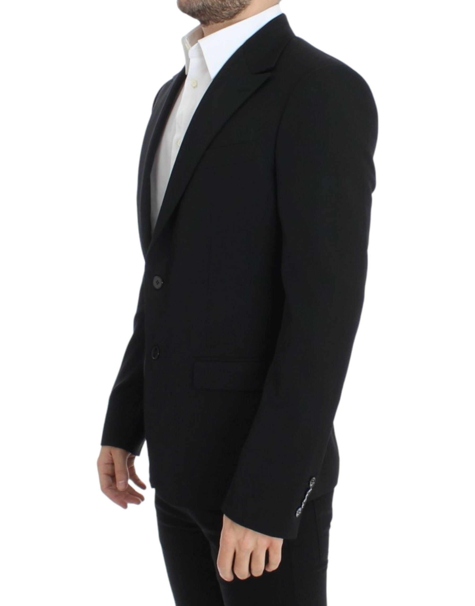Zwarte wollen slim fit blazer