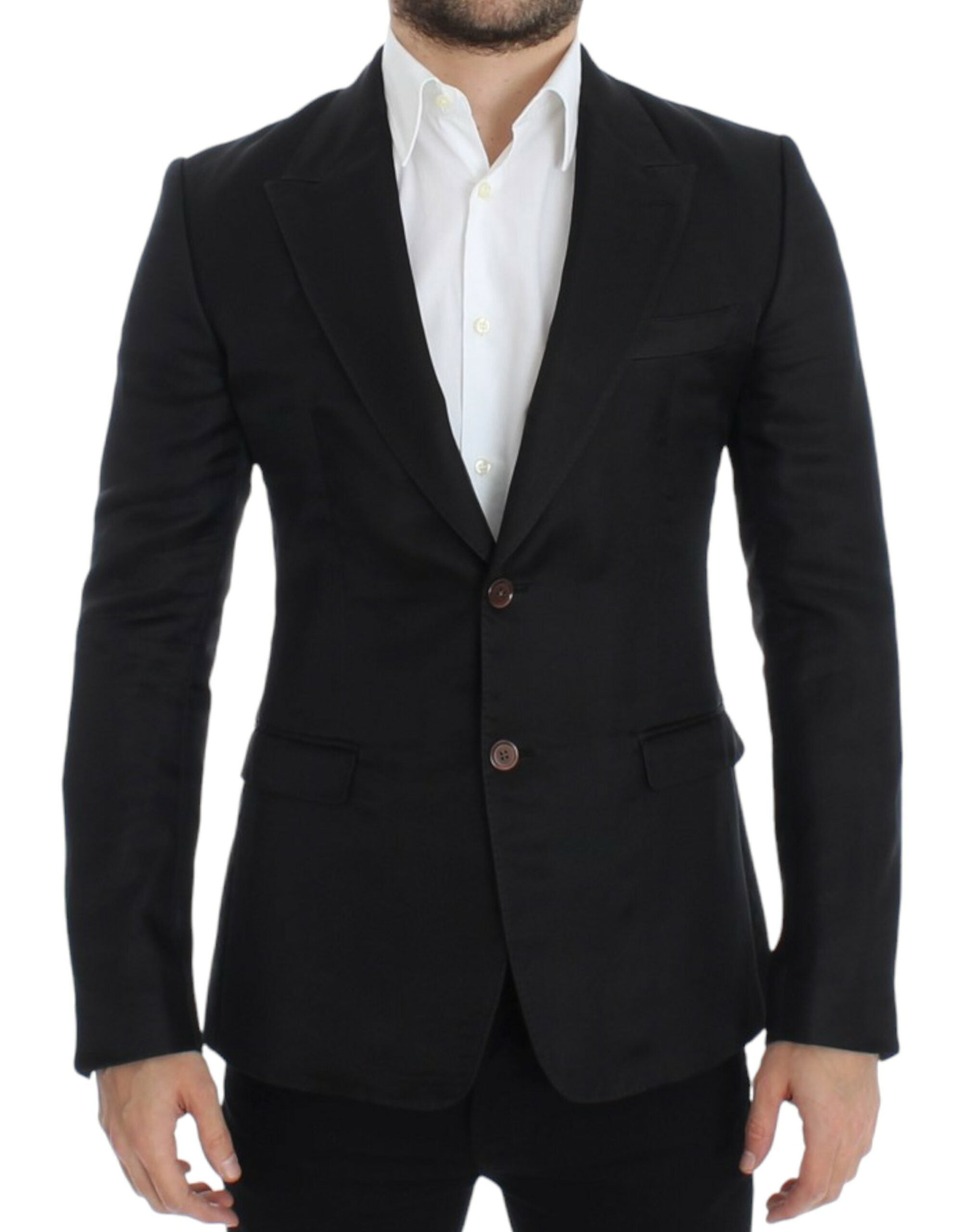 Zwarte zijden slim fit blazer