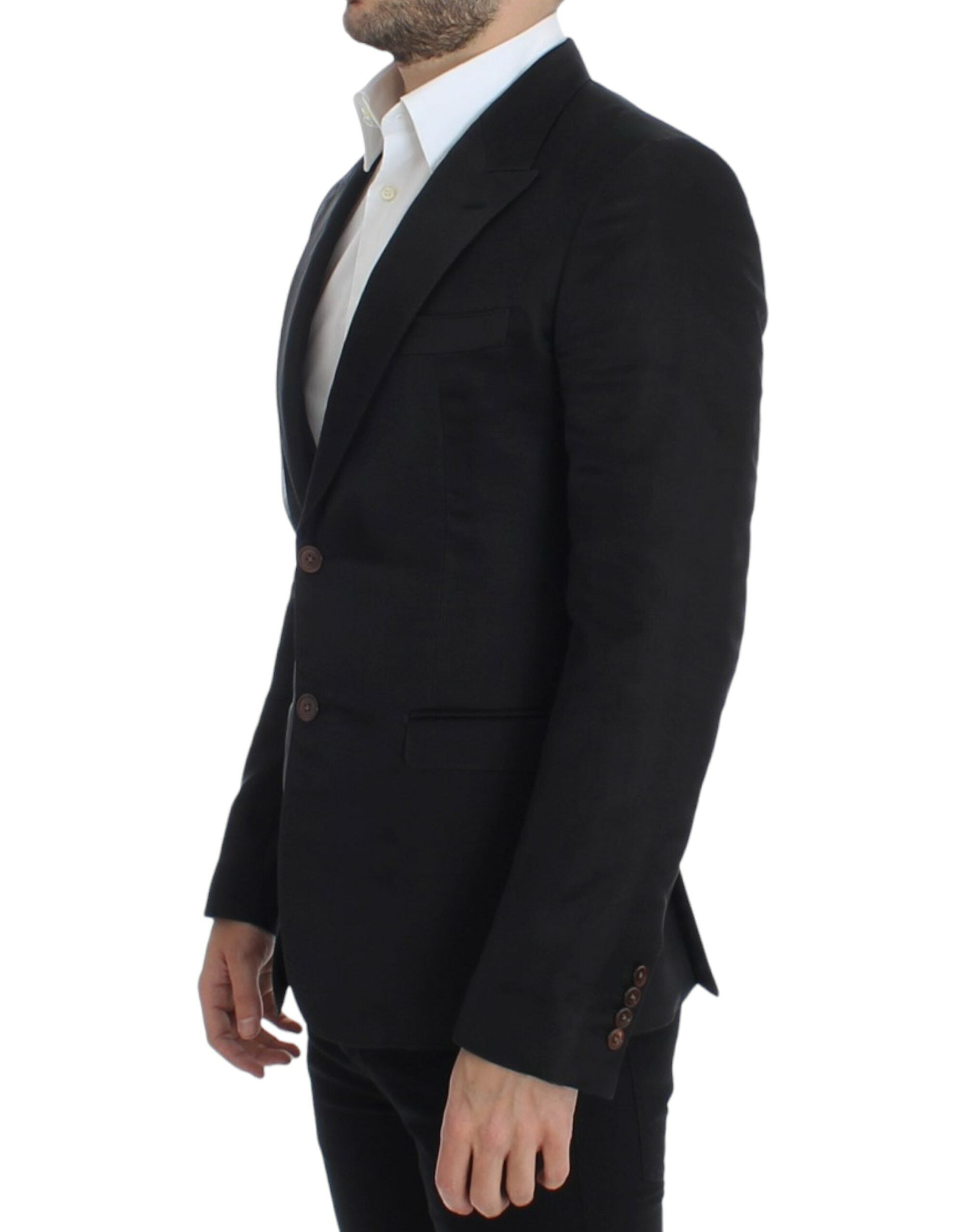 Zwarte zijden slim fit blazer