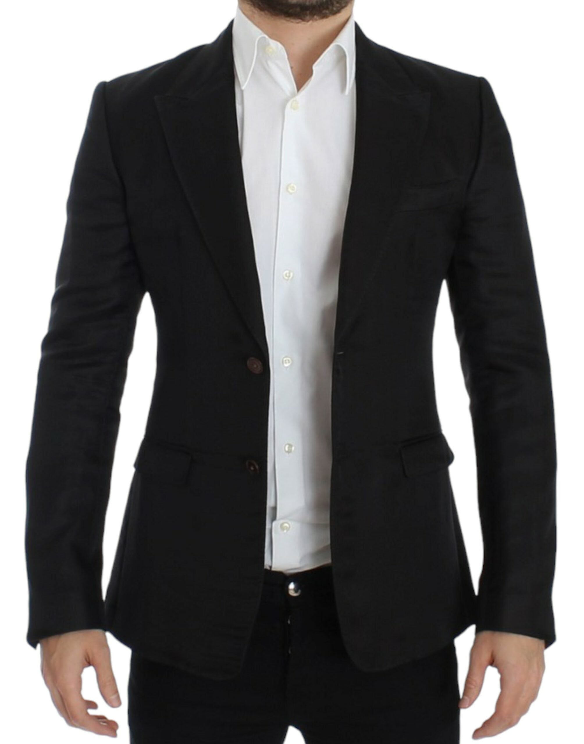 Zwarte zijden slim fit blazer