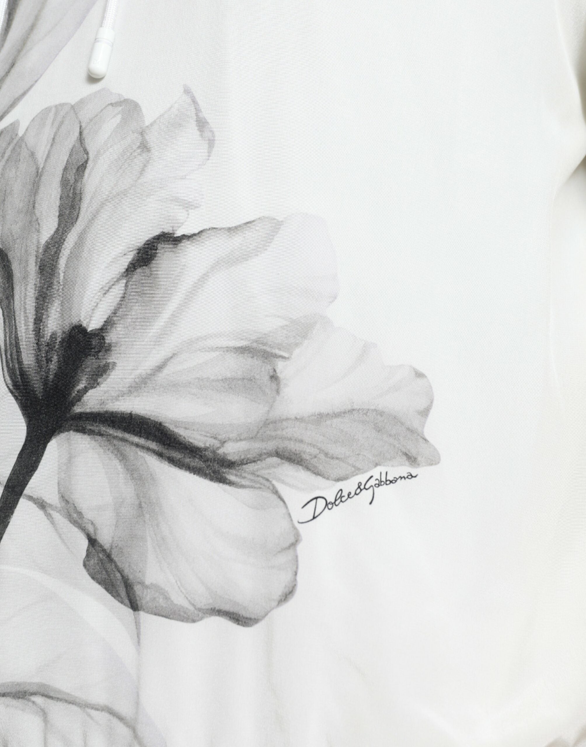 Witte bloemenprint hoodie met capuchon