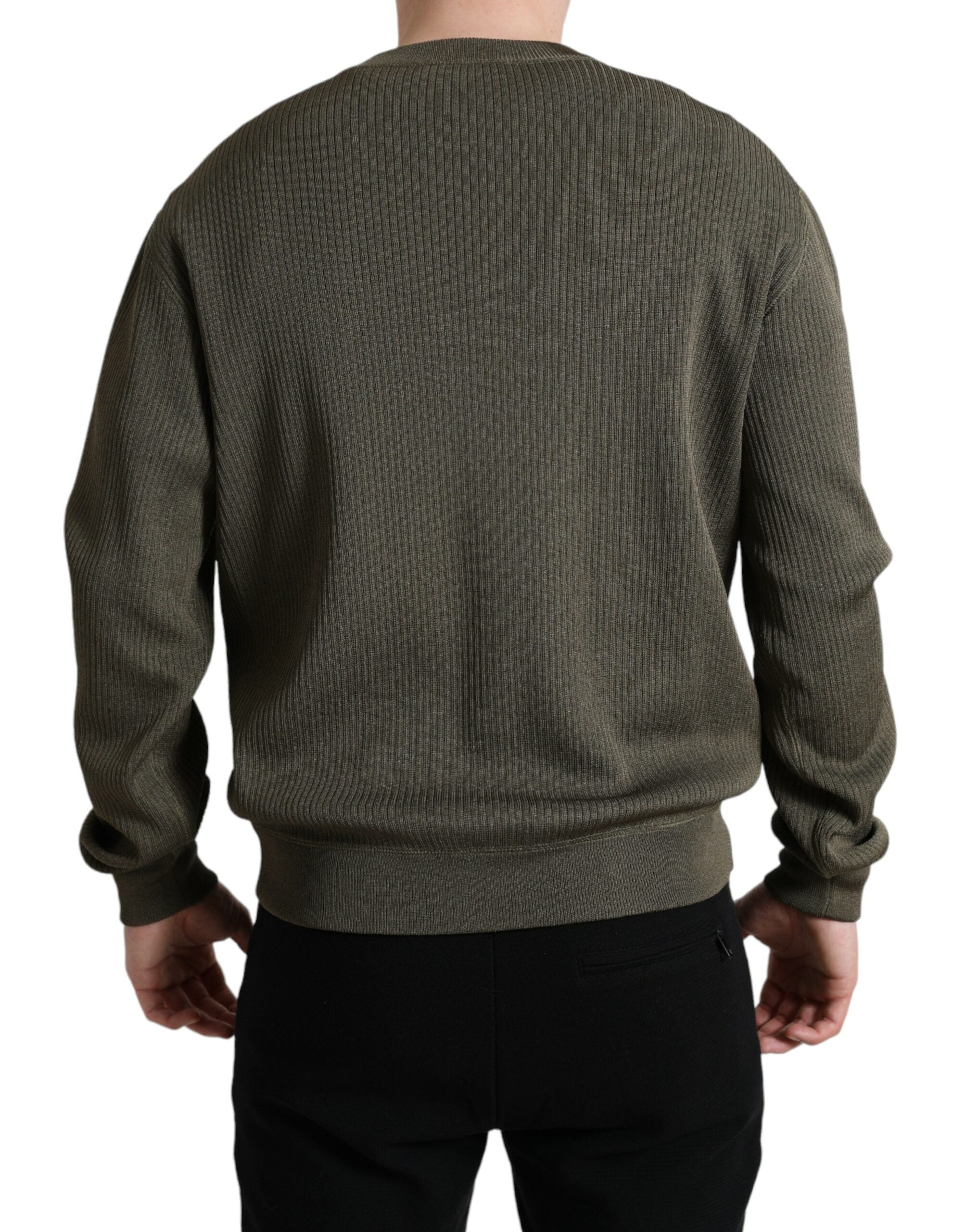 Groene viscose ronde hals heren pullover trui