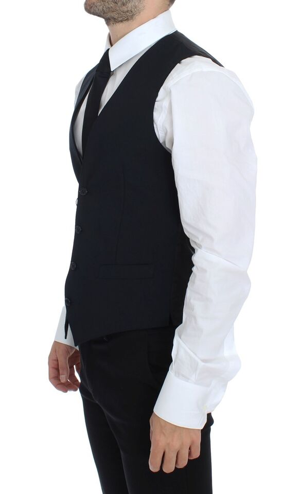 Blauwe wollen formele gilet