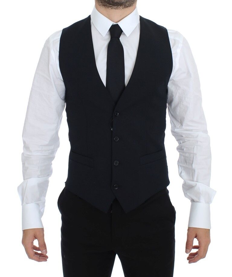 Blauwe wollen formele gilet
