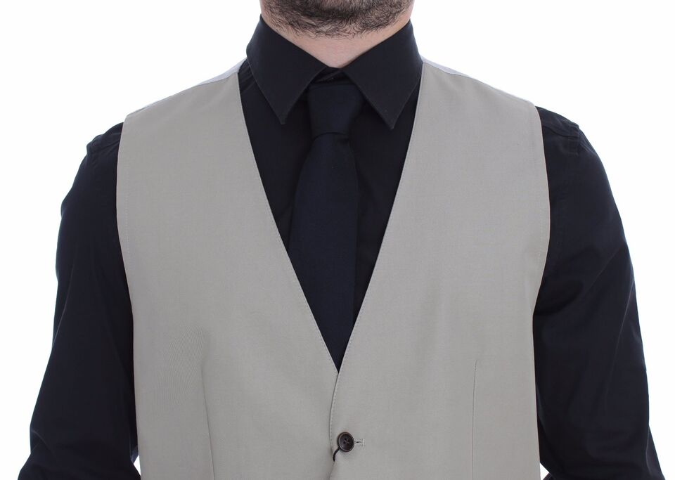 Beige katoenen zijden mix jurk vest blazer