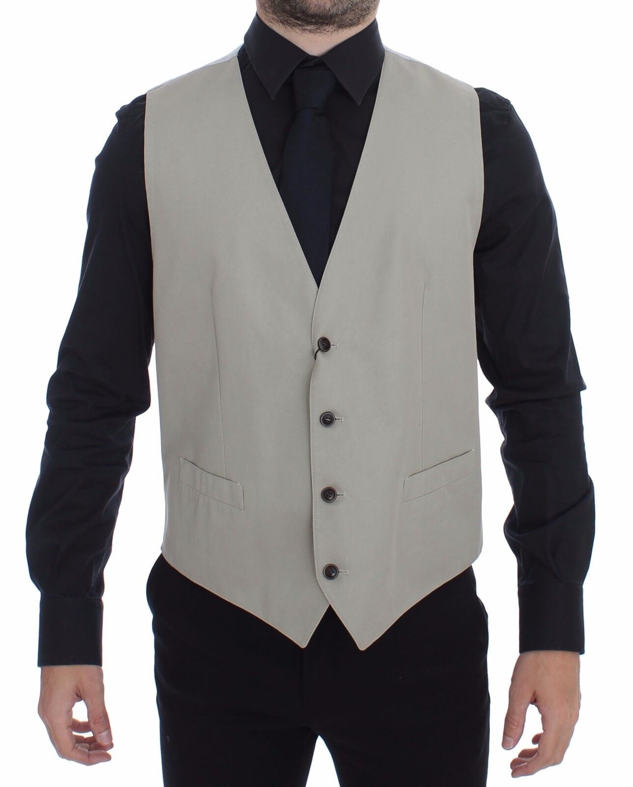 Beige katoenen zijden mix jurk vest blazer