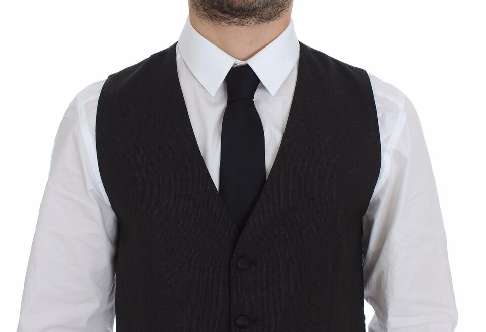 Grijze wollen stretch jurk vest blazer