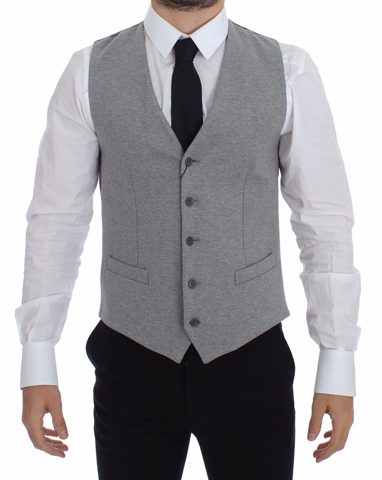 Grijze katoenen stretch vestblazer