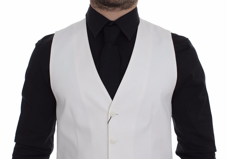 Witte katoenen zijden mix jurk vest blazer