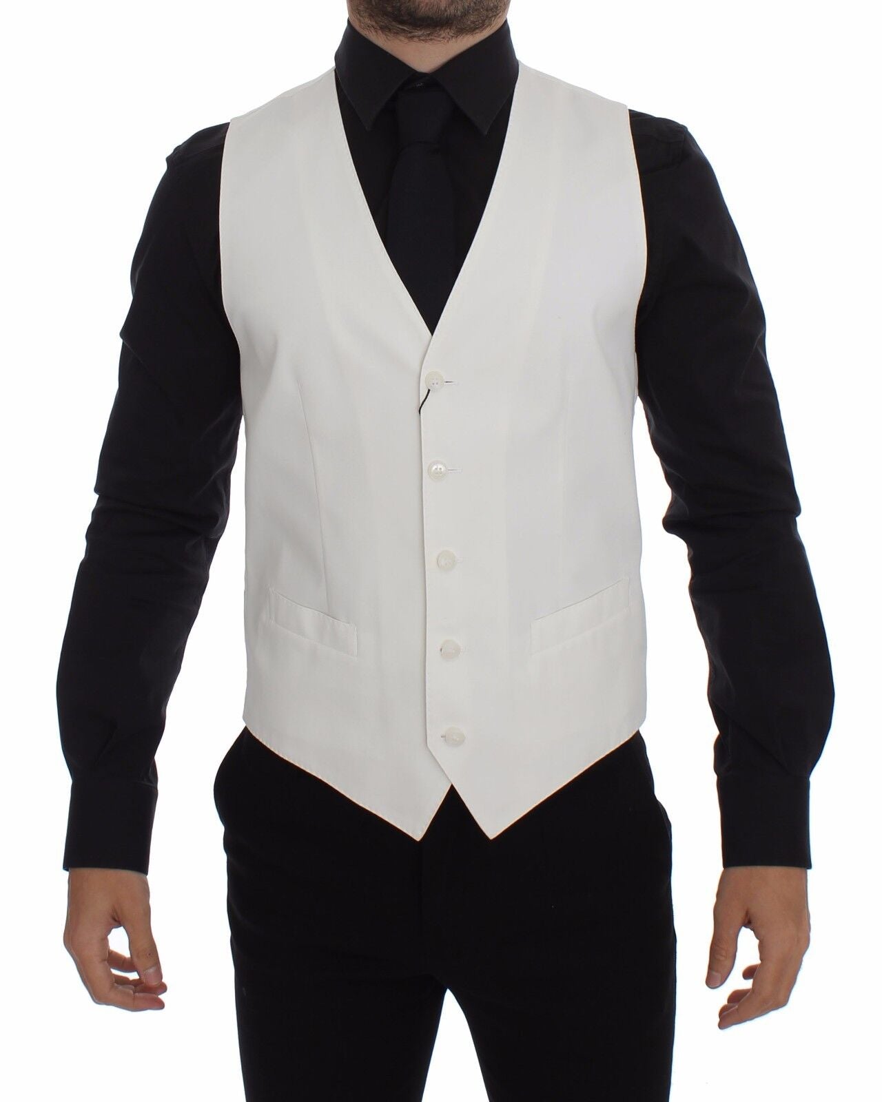 Witte katoenen zijden mix jurk vest blazer
