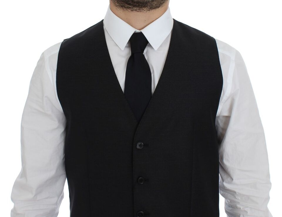 Grijze wollen zijden jurk vest gilet weste