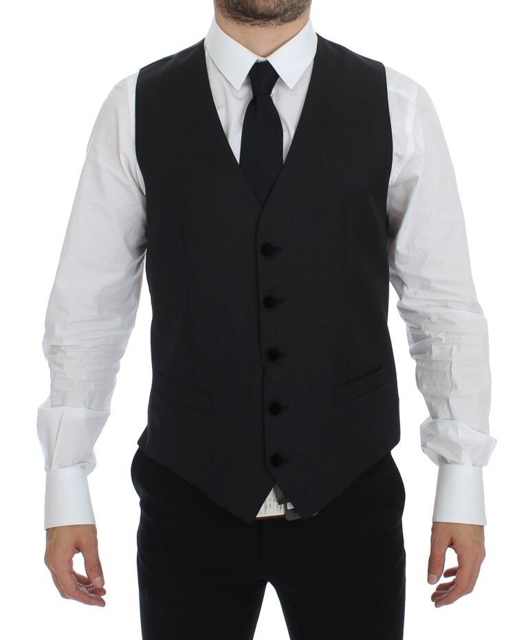 Grijze wollen formele jurk vest gilet weste