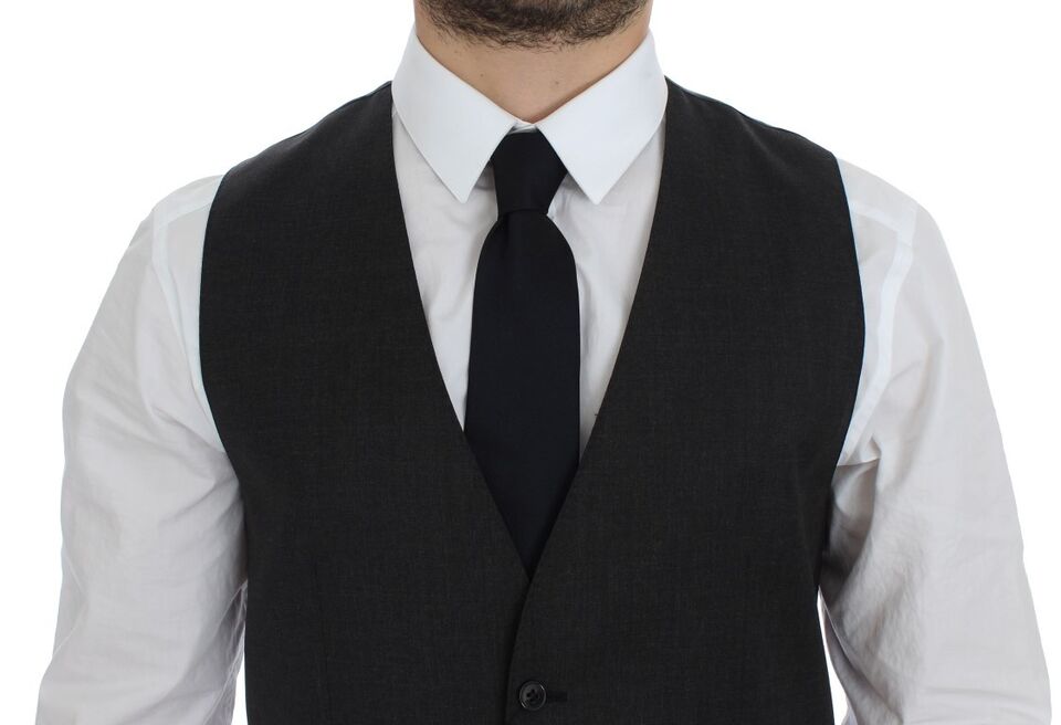 Grijze wollen formele jurk vest gilet weste