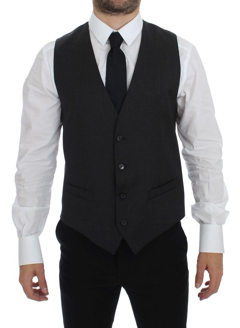 Grijze wollen formele jurk vest gilet weste