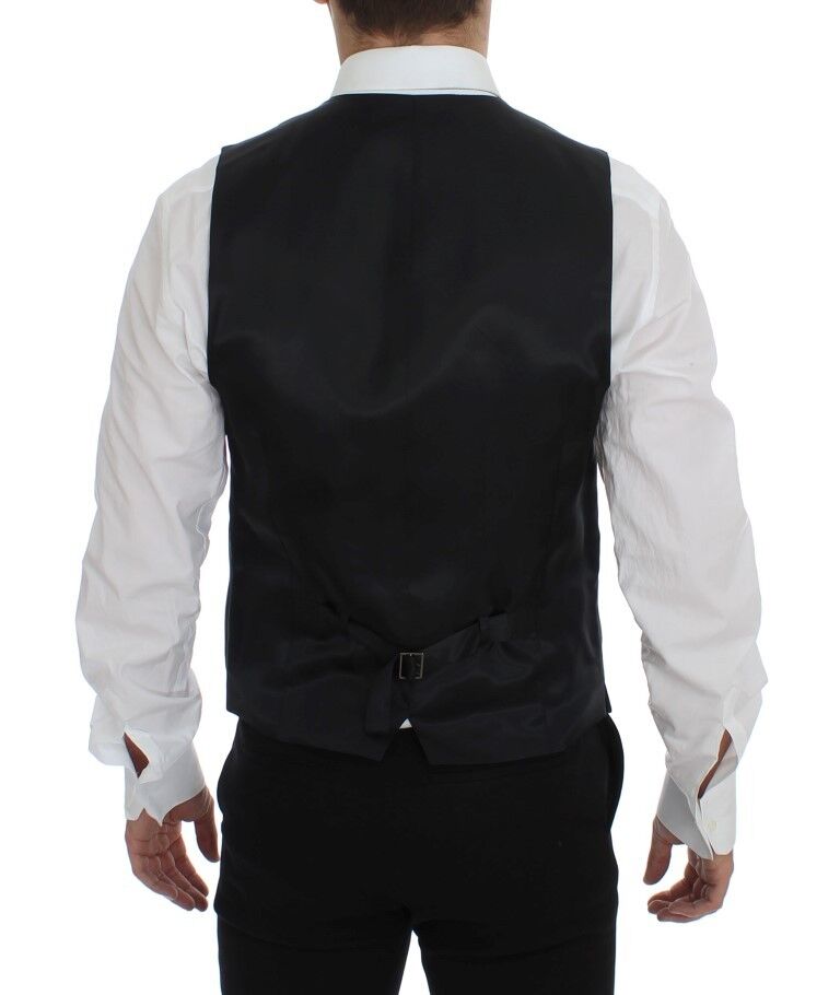 Grijs gestreept wollen vest met logo