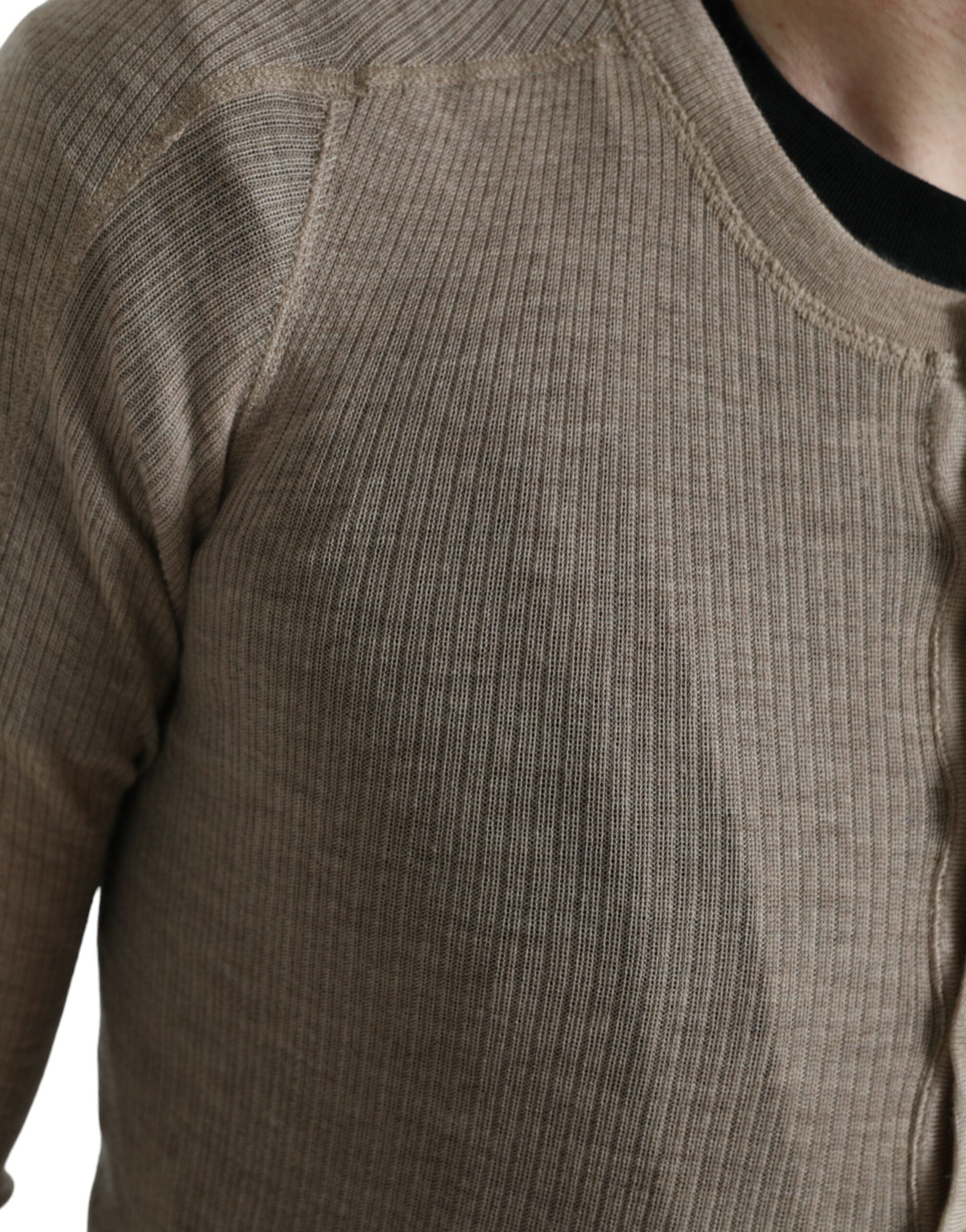 Henley Pullover Beige Kasjmier Trui