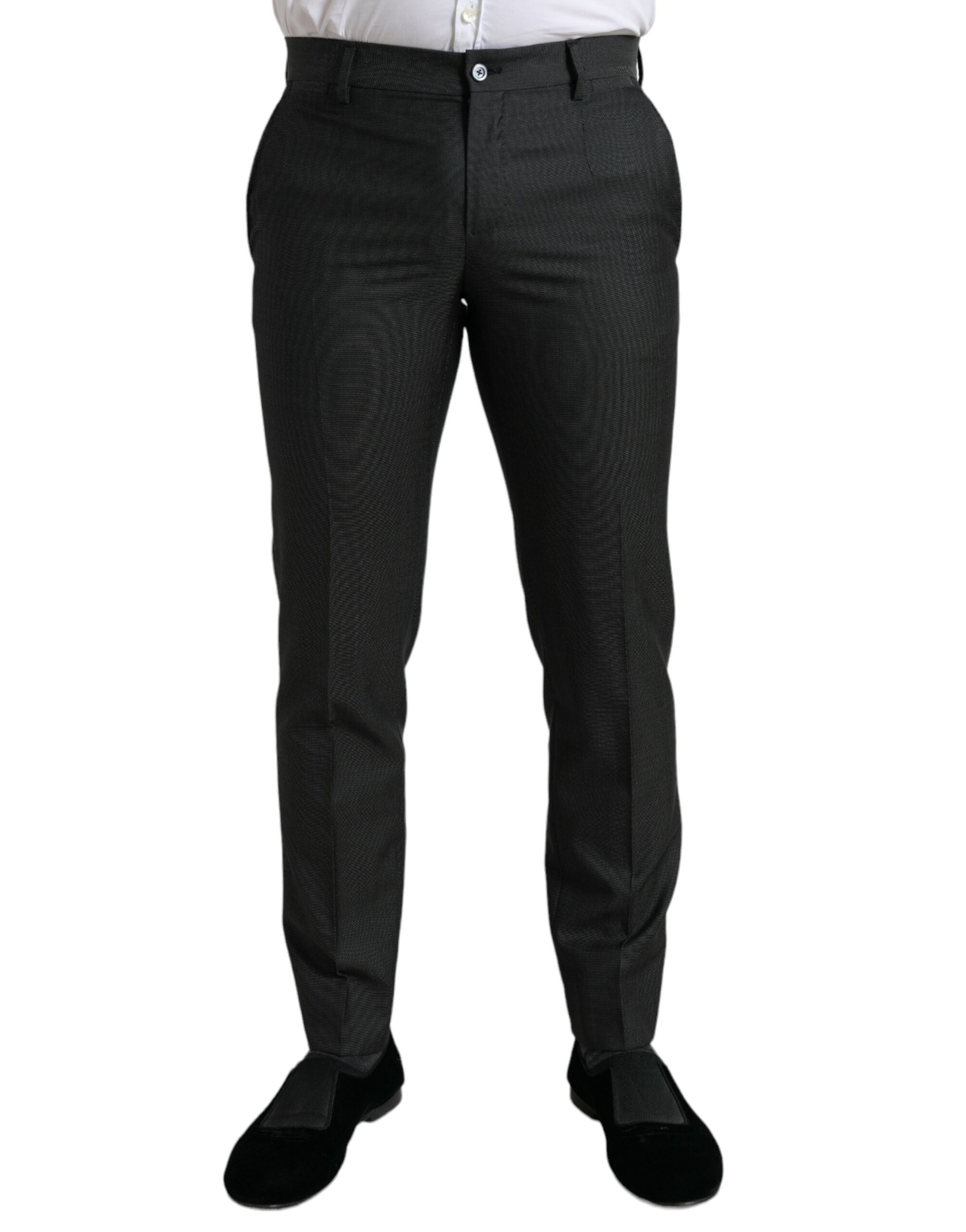 Donkergrijze stretch slim formele broek