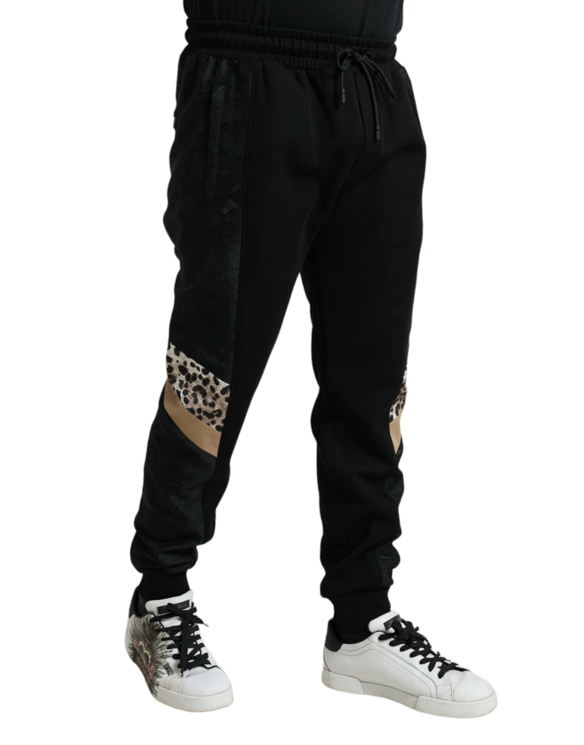 Zwarte katoenen slim-fit joggingbroek met stretch