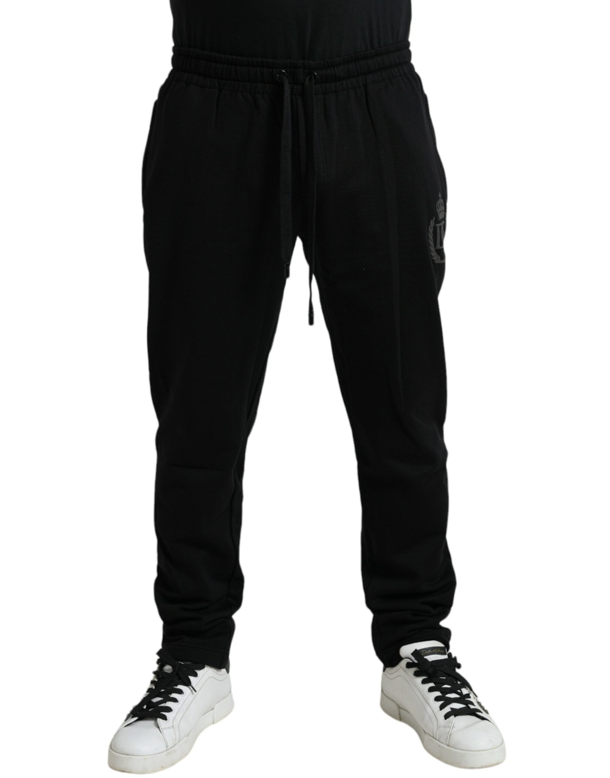 Zwarte katoenen logo joggingbroek voor heren