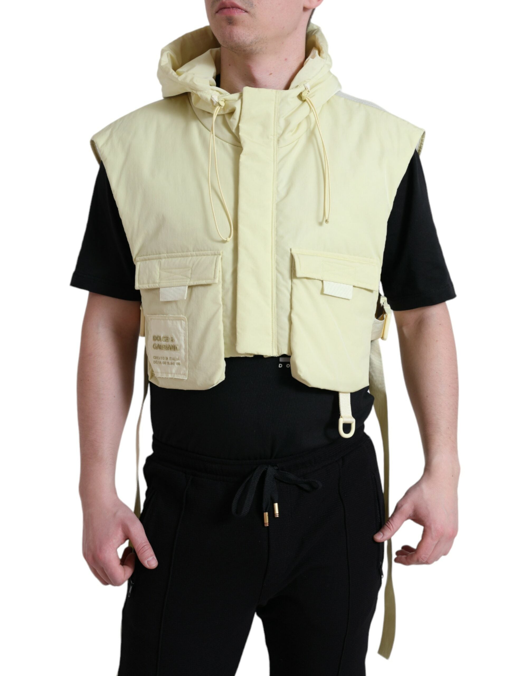 Geel nylon sportvest met capuchon