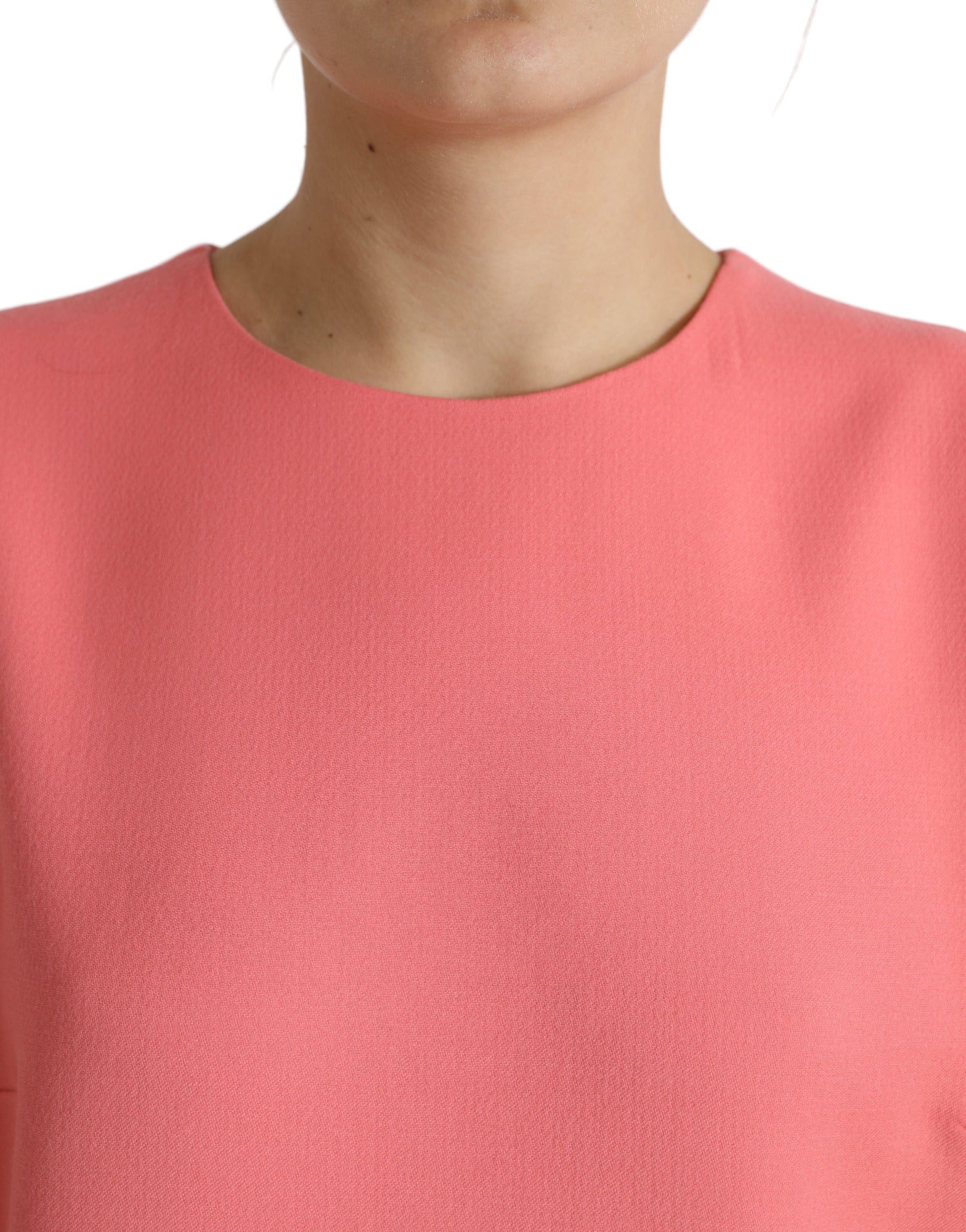 Roze mouwloze mini-jurk van maagdelijke wol