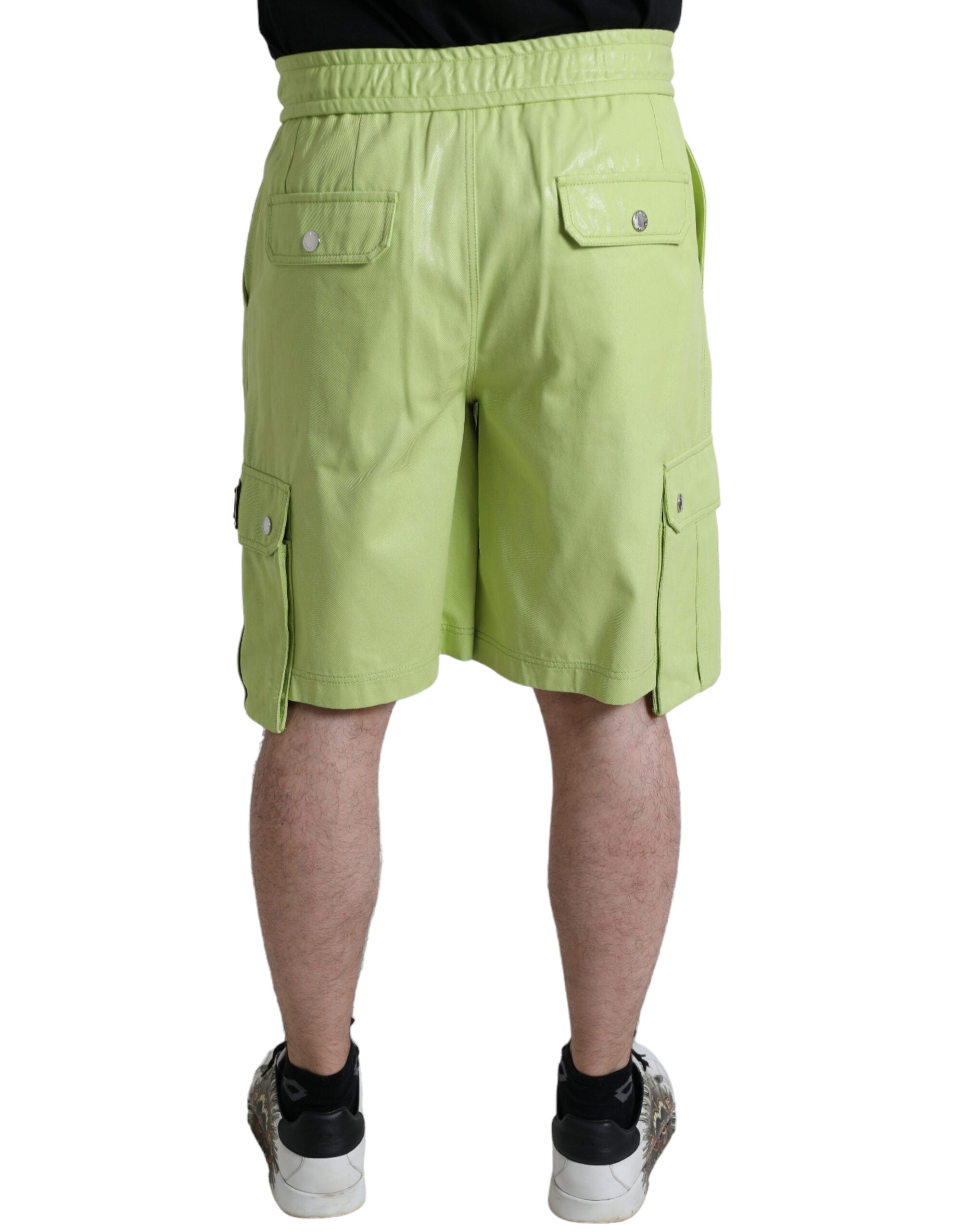 Lichtgroene katoenen cargo bermudashorts voor heren