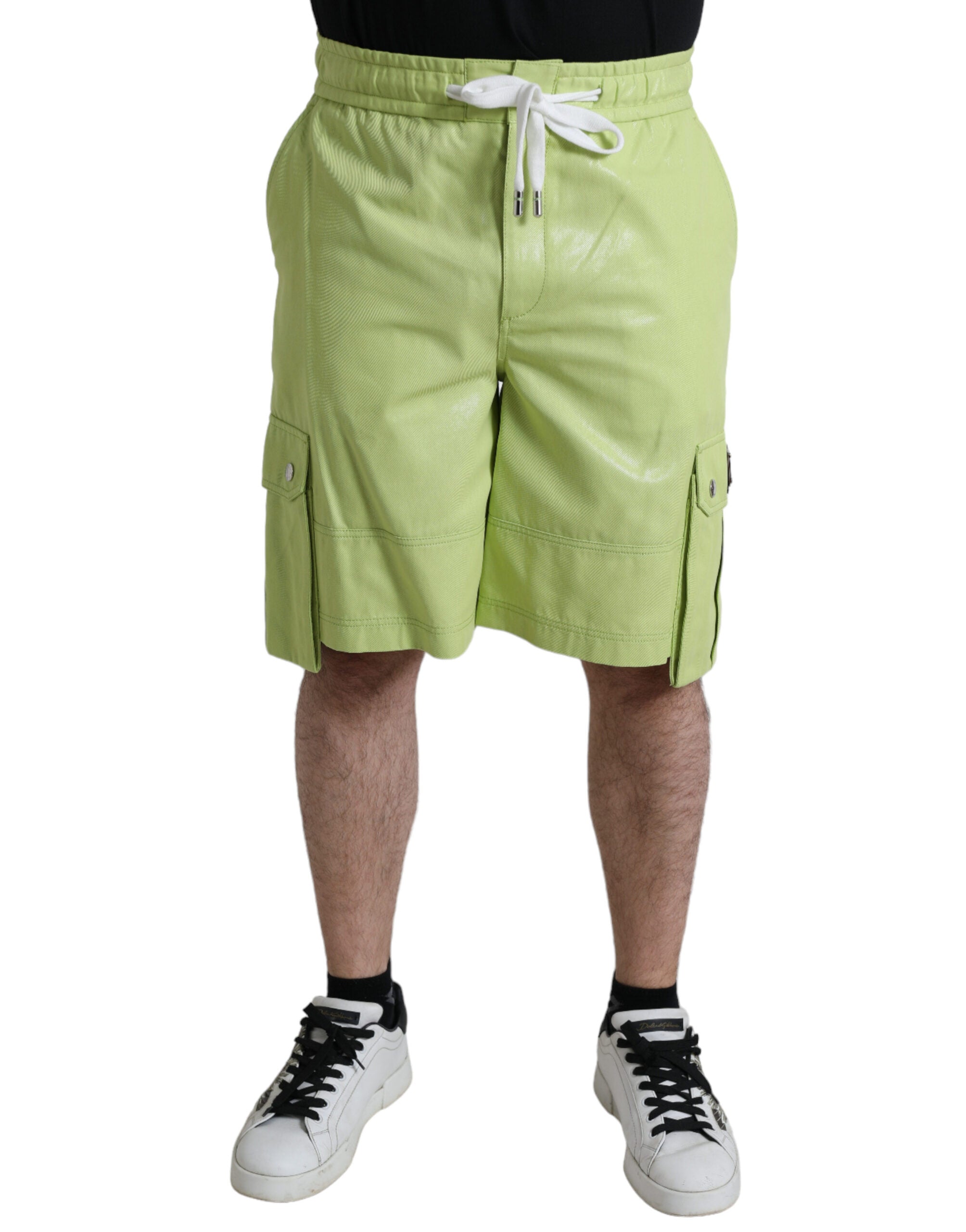 Lichtgroene katoenen cargo bermudashorts voor heren