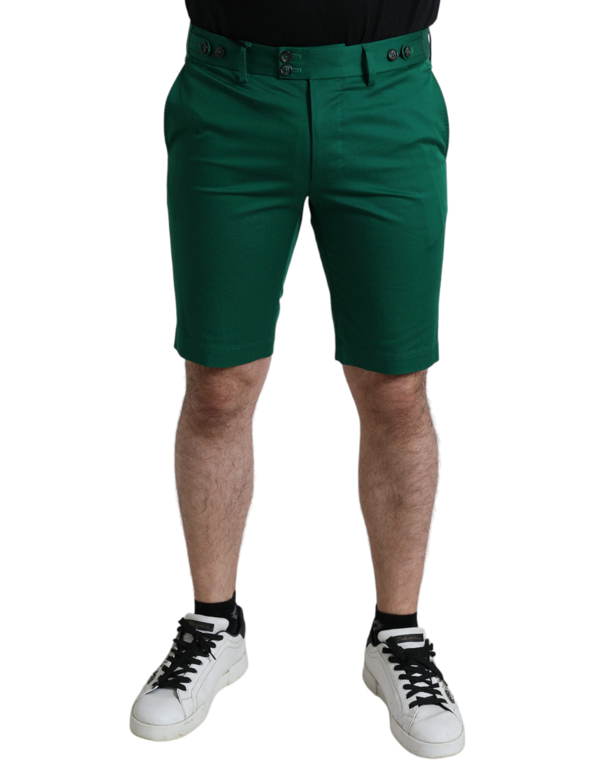 Diepgroene katoenen stretch Bermuda-shorts voor heren