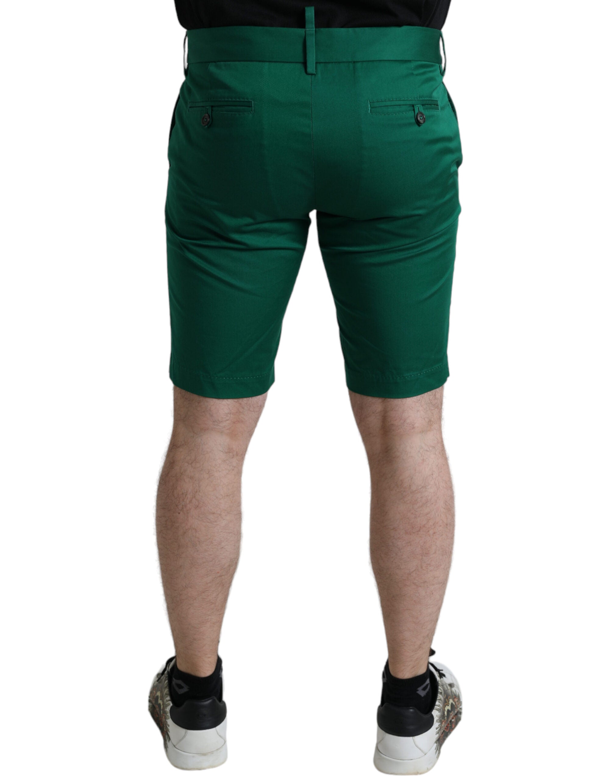 Diepgroene katoenen stretch Bermuda-shorts voor heren
