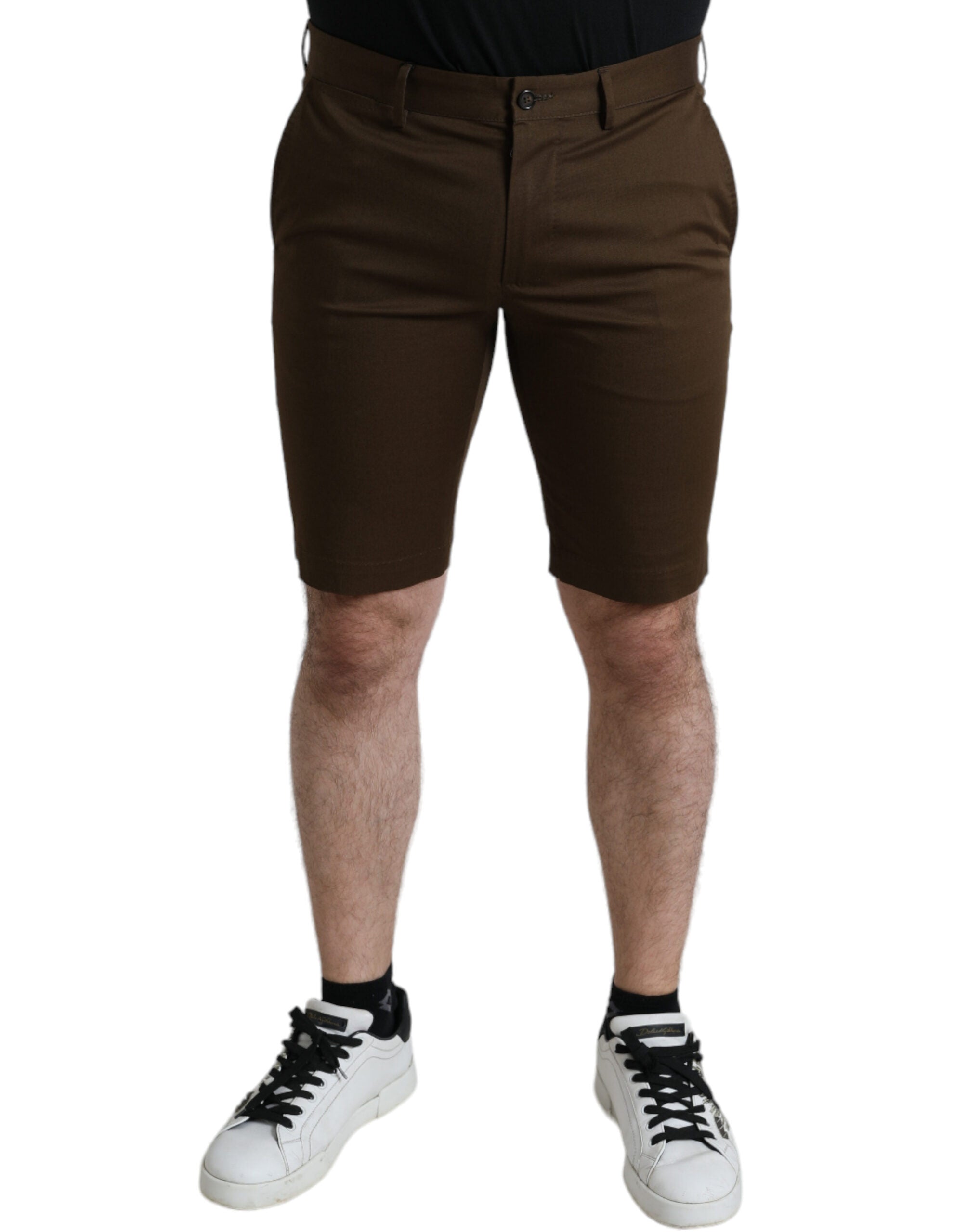 Bruine katoenen stretch Bermuda shorts voor heren