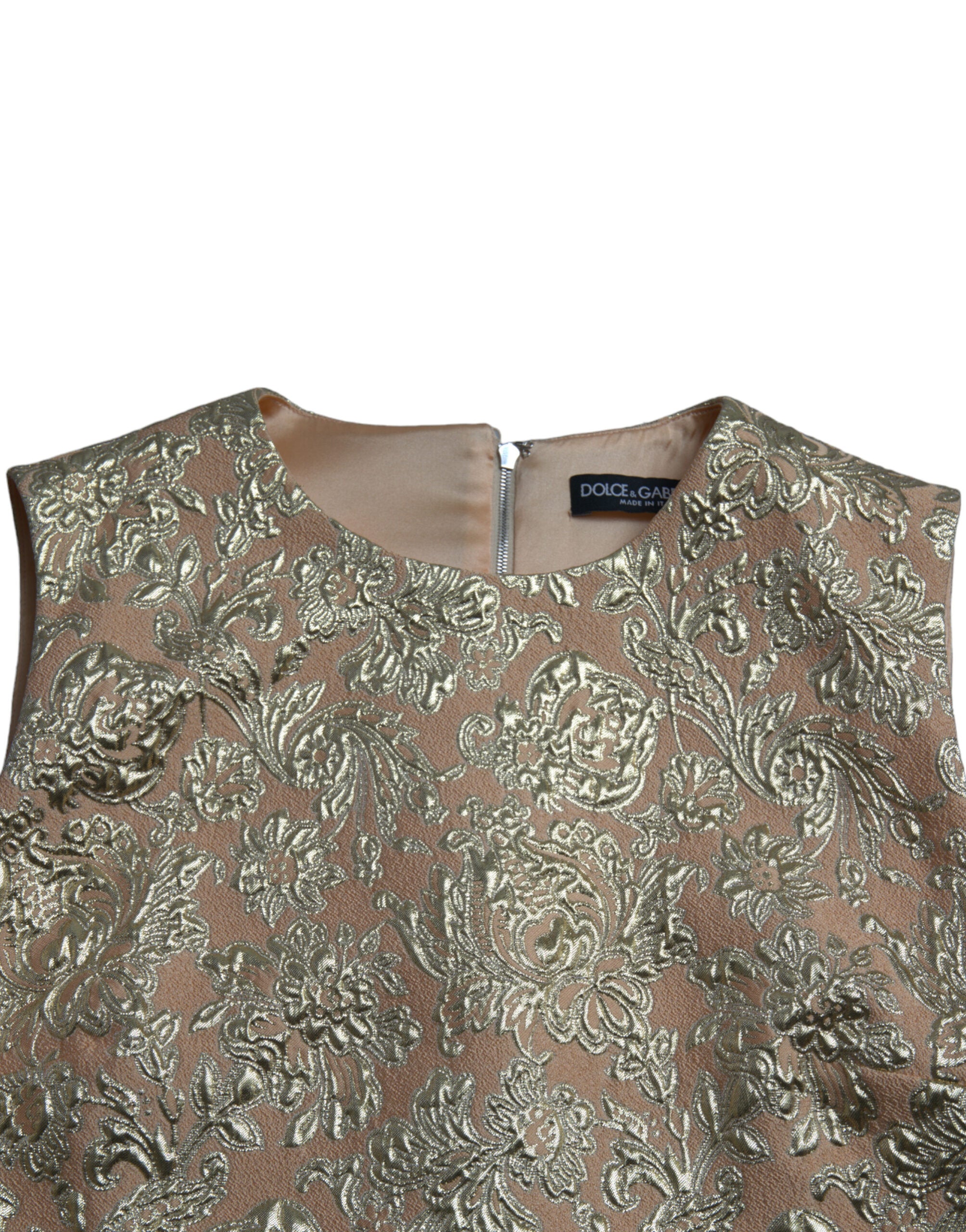 Metallic bloemenjacquard A-lijn minijurk