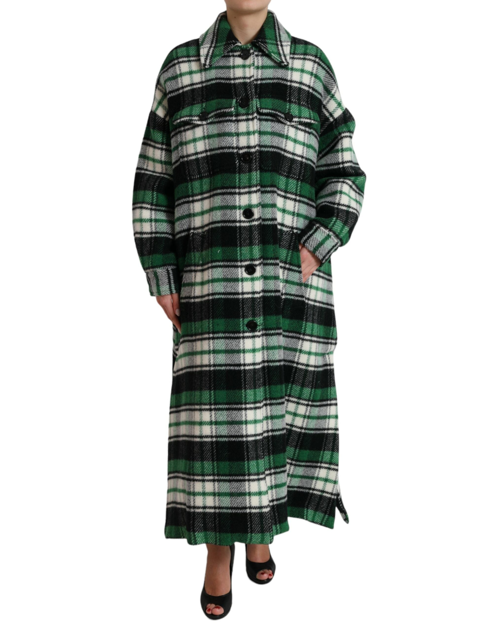 Groen geruit lang mouw casual jasjack