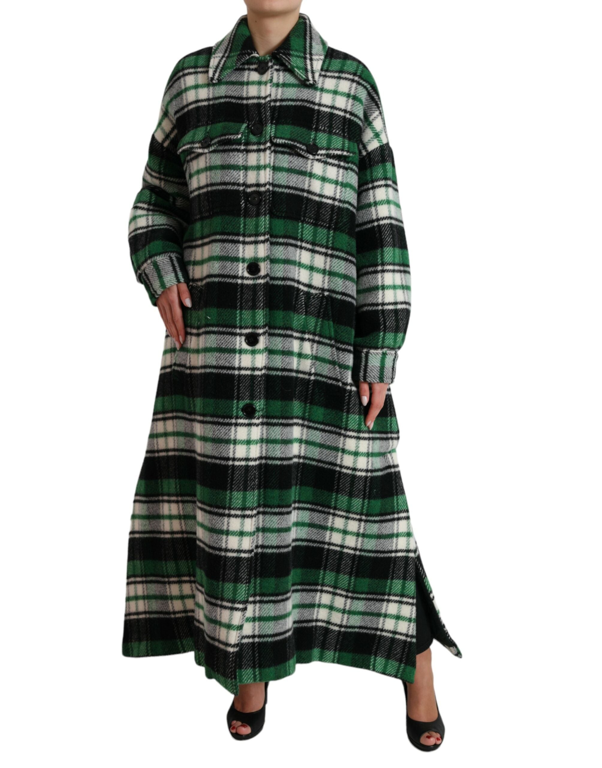 Groen geruit lang mouw casual jasjack