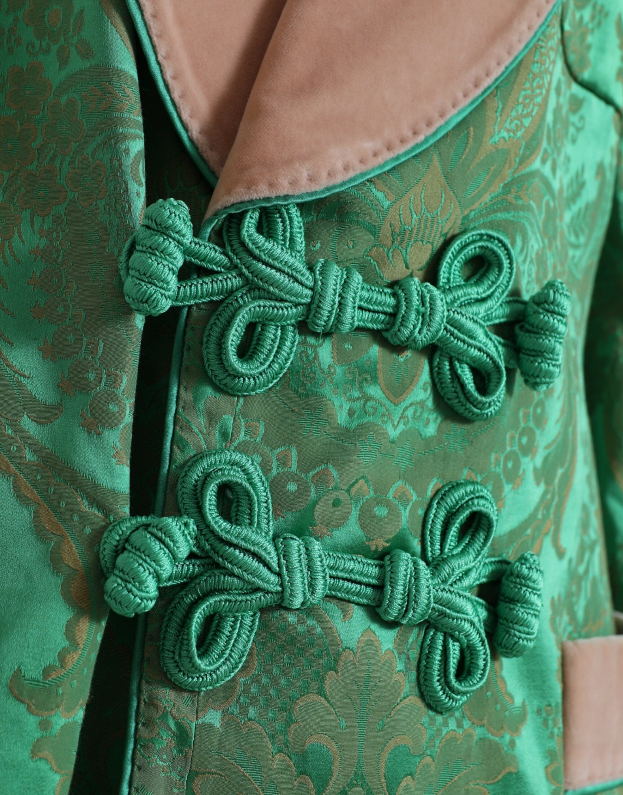 Groen bloemen dubbelrijs jasje