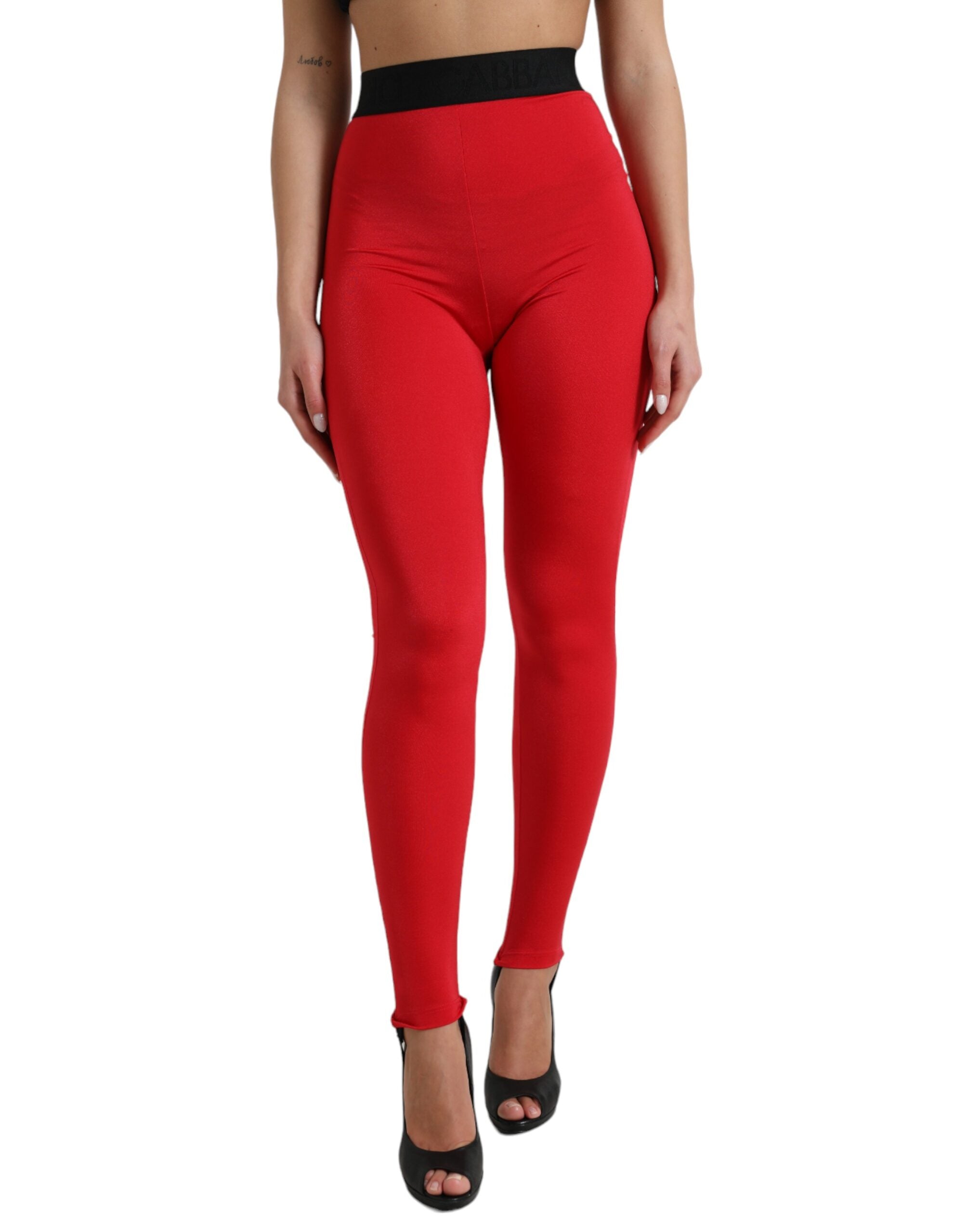 Rode nylon DG-logo slim leggingbroek