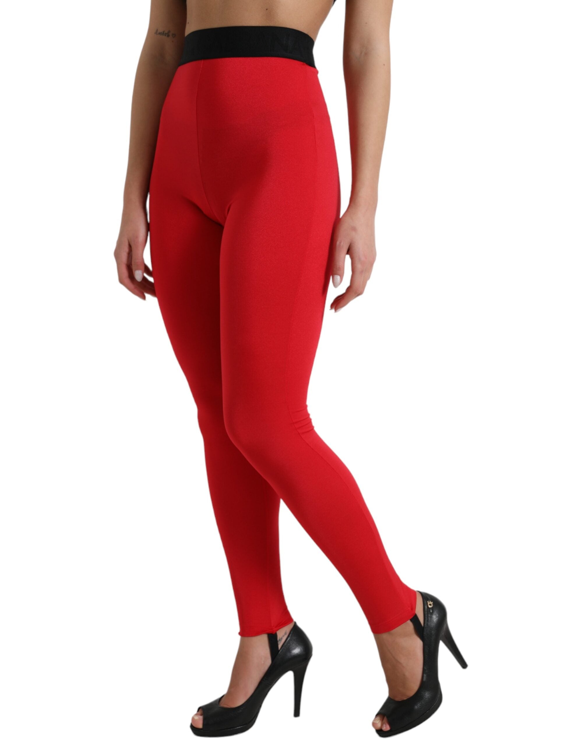 Rode nylon DG-logo slim leggingbroek