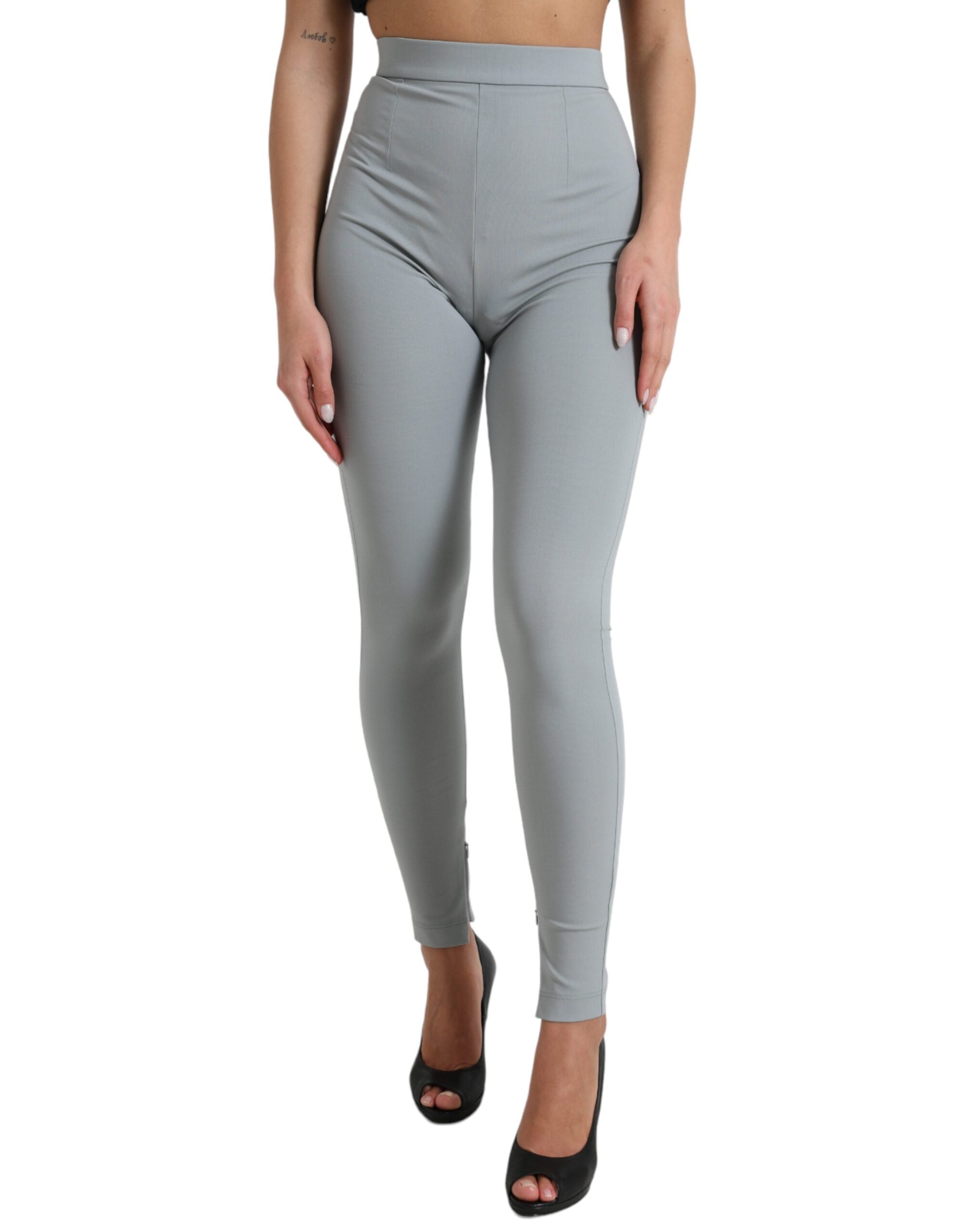 Grijze nylon slim-fit broek