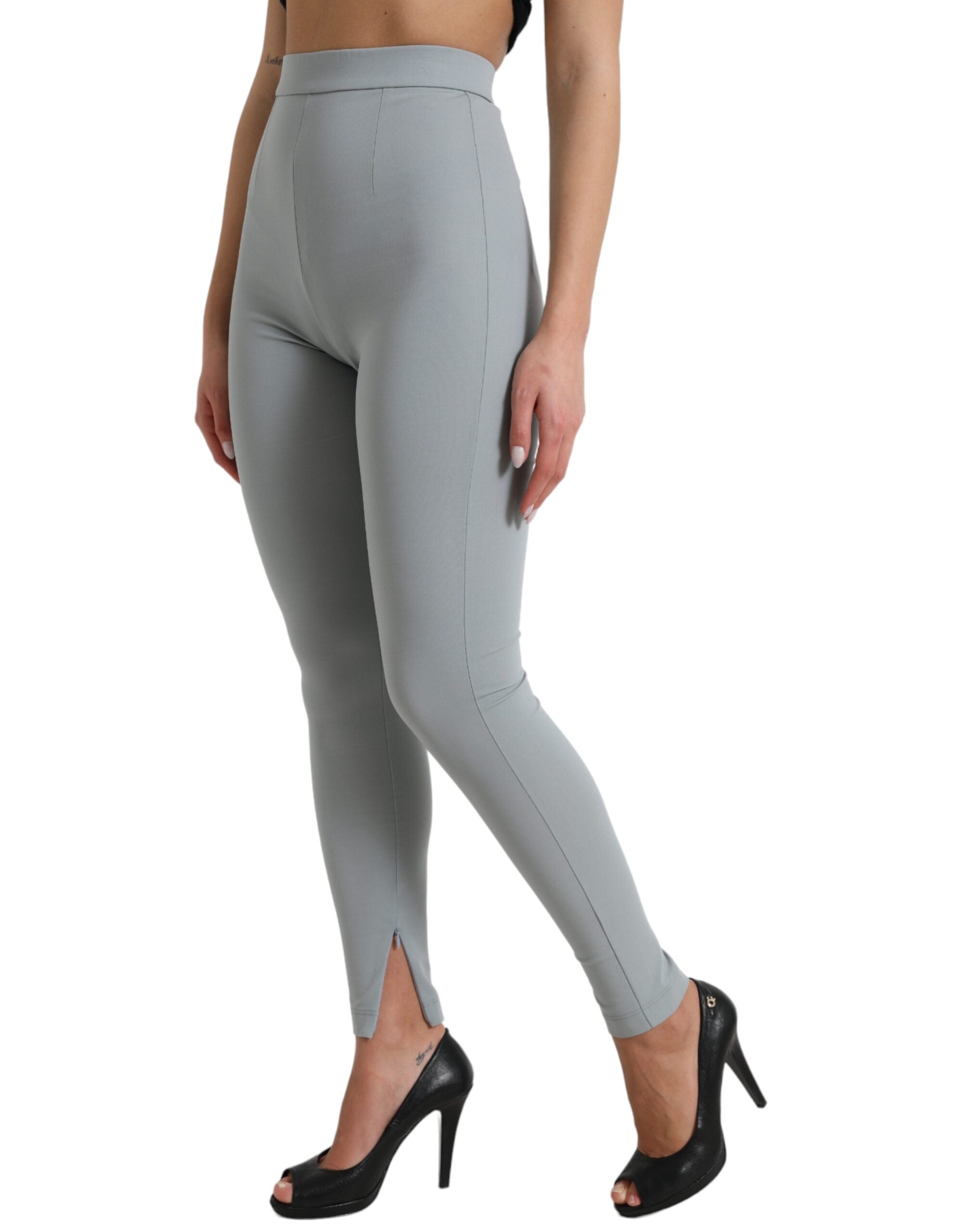 Grijze nylon slim-fit broek