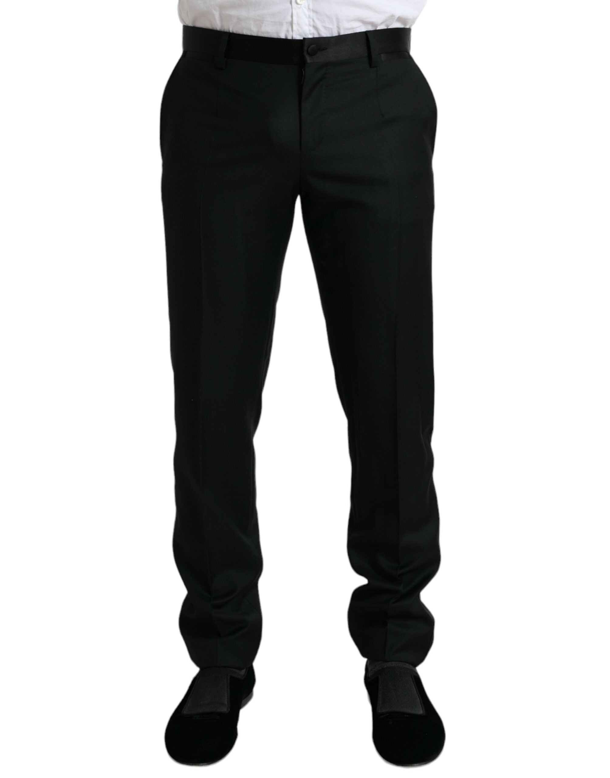 Zwarte wollen slim fit formele pantalon
