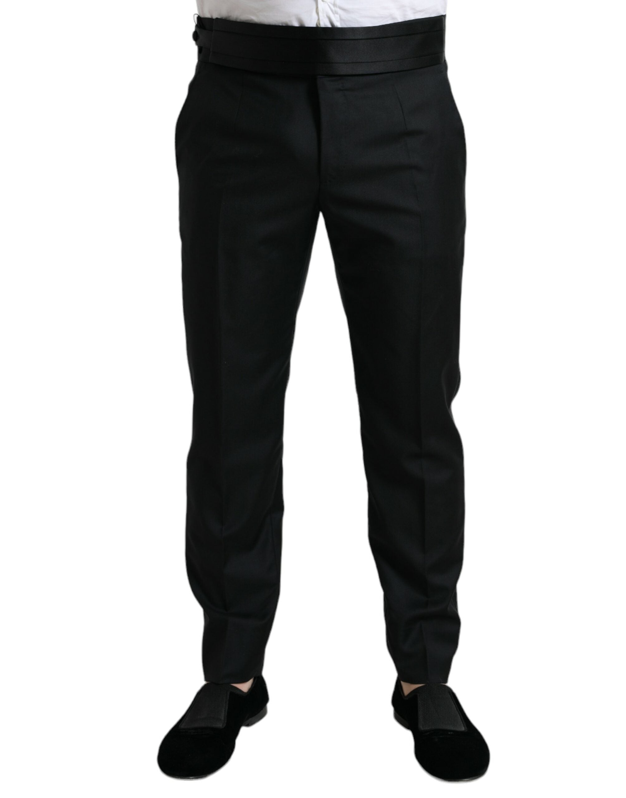 Zwarte wollen slim fit formele pantalon