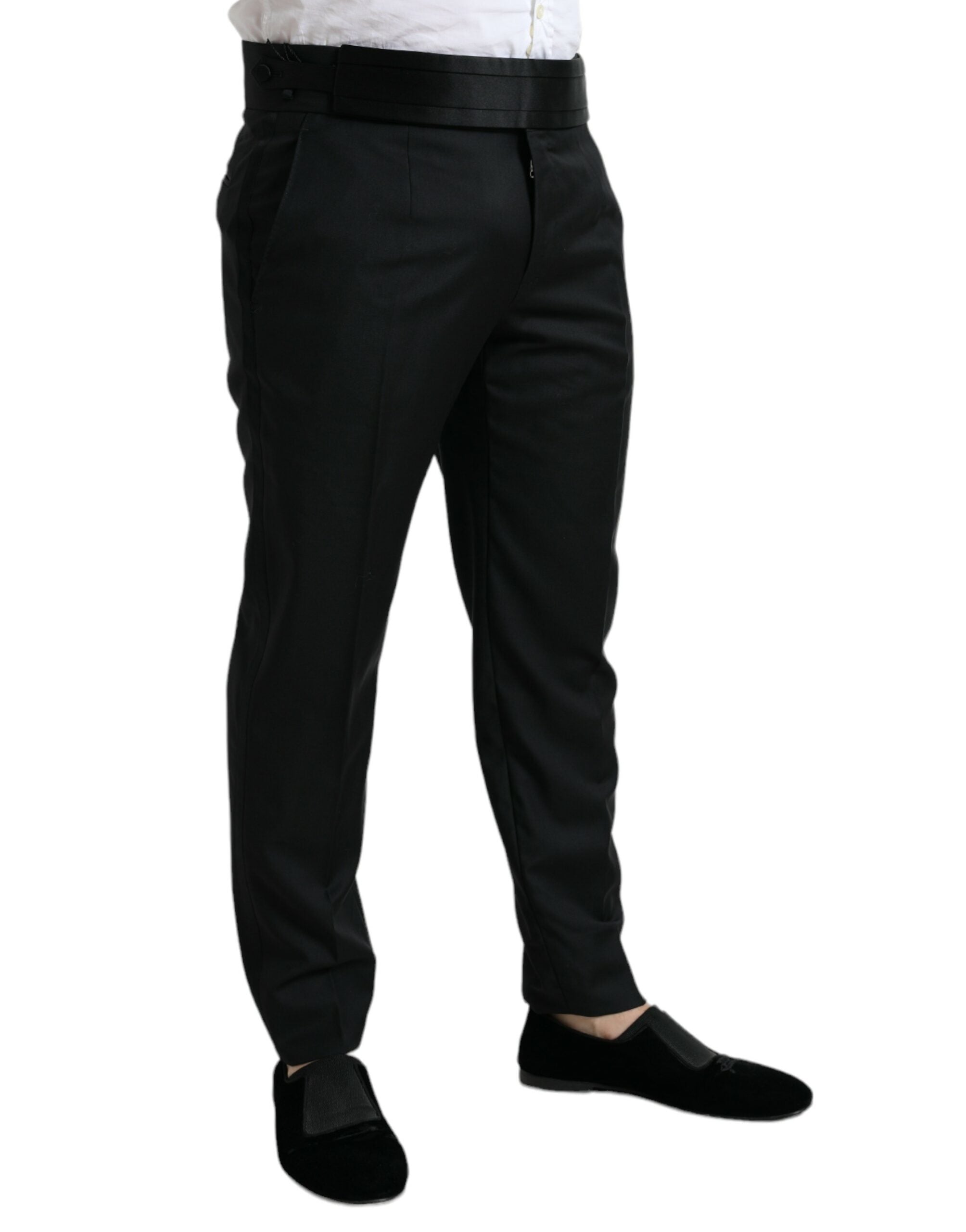Zwarte wollen slim fit formele pantalon