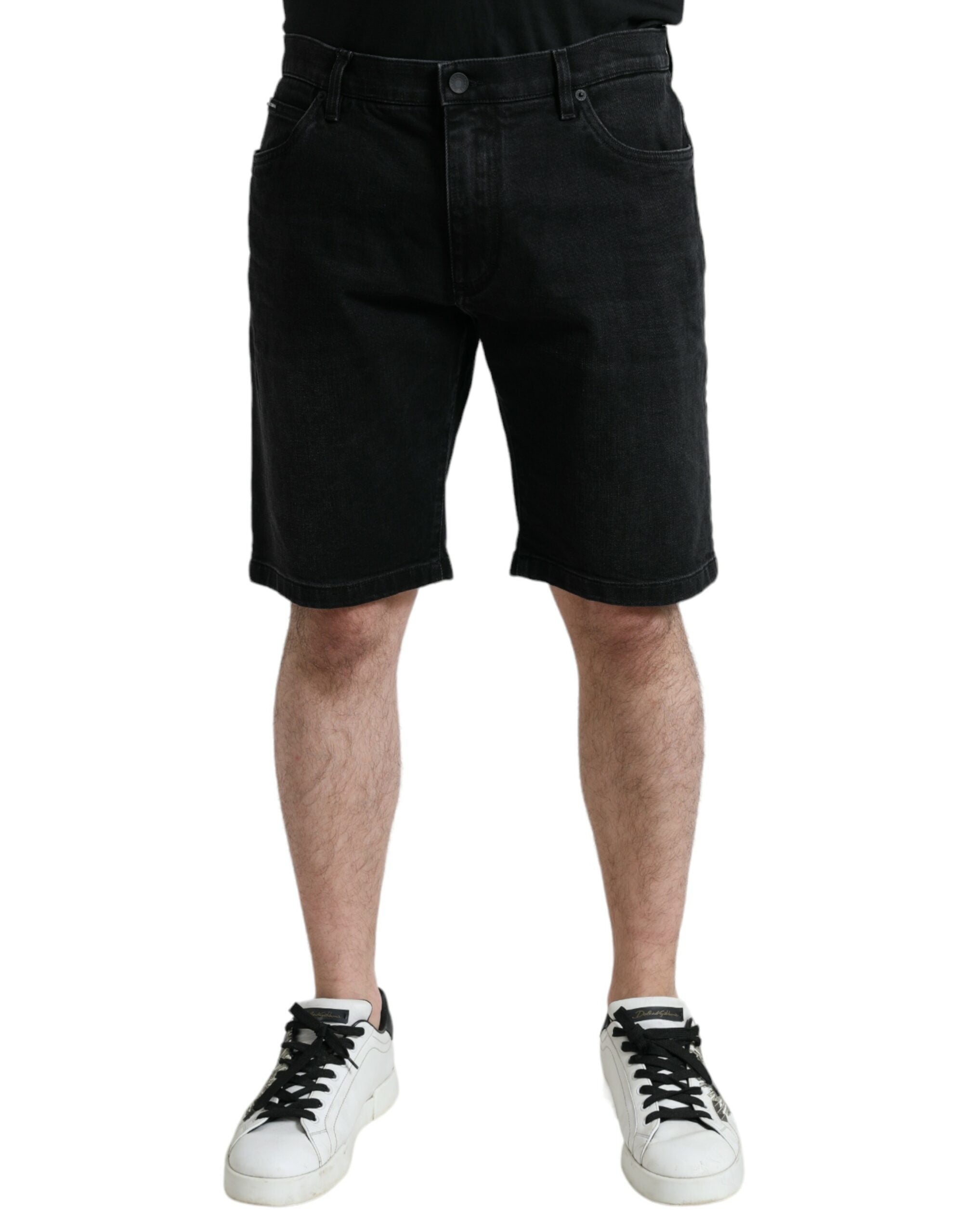 Zwarte katoenen stretch Bermuda denim shorts